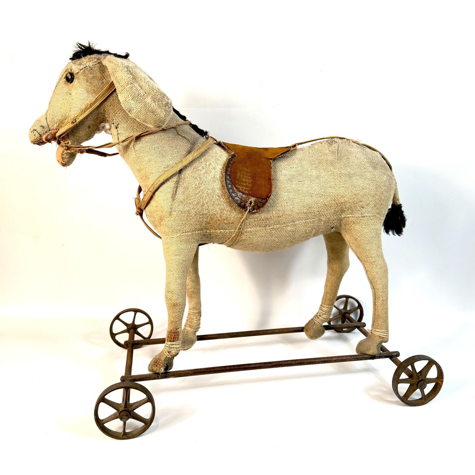 Antique Steiff Donkey On Wheels – Early 1900s Ride On Pull Toy photo furniture