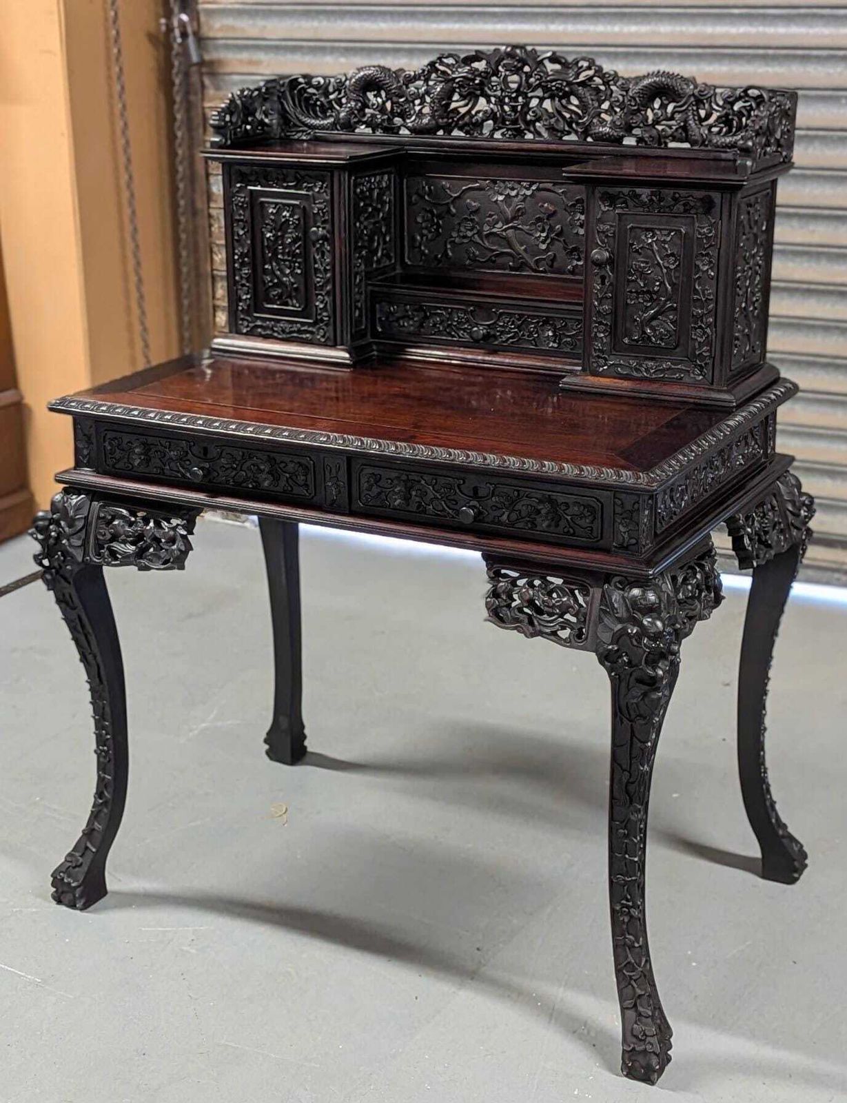 photo buy Rare Victorian 1880 Antique Carved Hongmu Desk