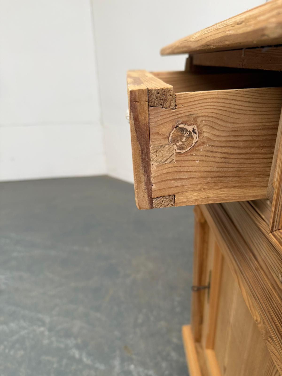 An Early Victorian Pine Hall Dresser Base / Cupboard To Wax/Paint photo for sale