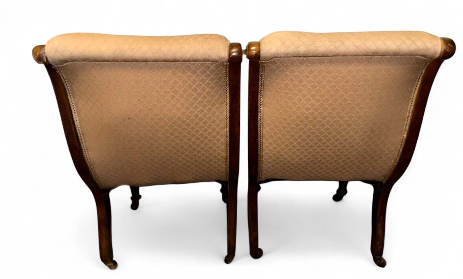 Pair Of Late Victorian Walnut Nursing Chairs – Carved Frames On Castors (C.1895) photo buy