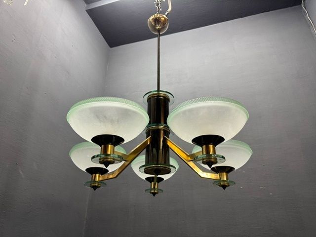 Large Art Deco Murano Glass Chandelier 1960’s photo 1250.0