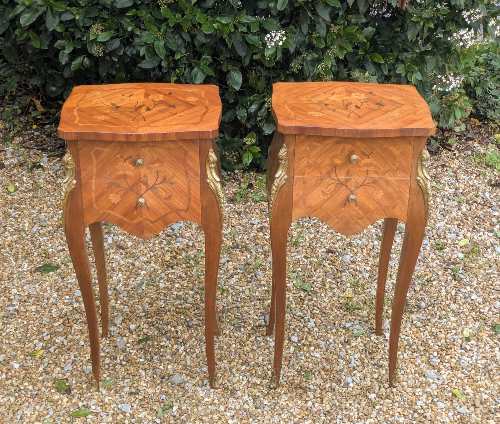 Pair Antique French Bedside Cabinets Inlaid Kingwood photo Furniture