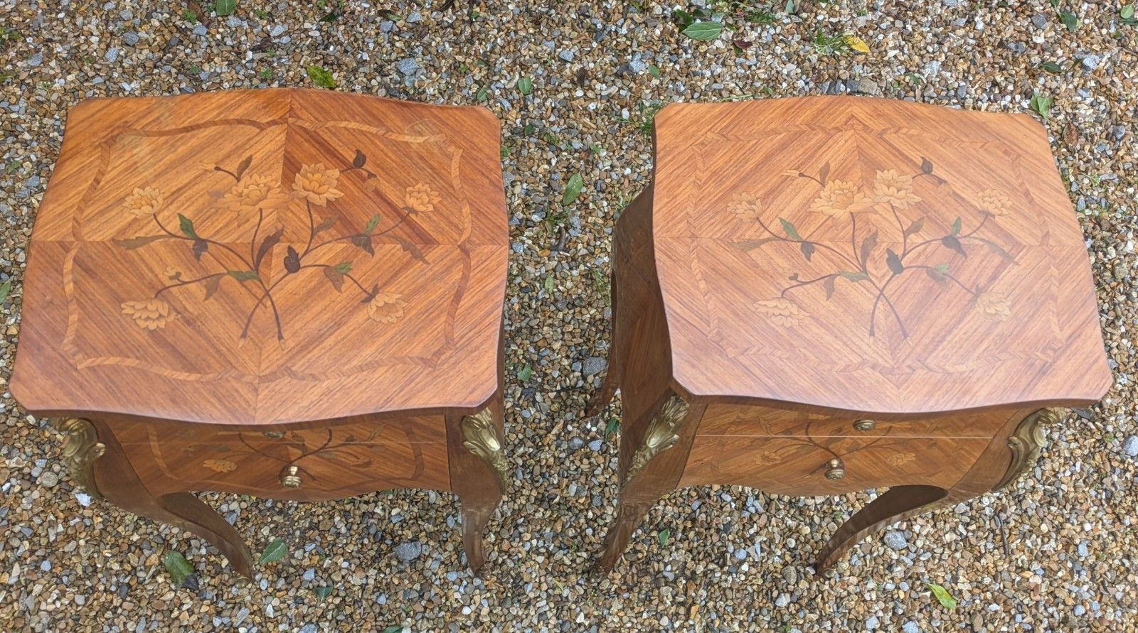 Pair Antique French Bedside Cabinets Inlaid Kingwood photo buy