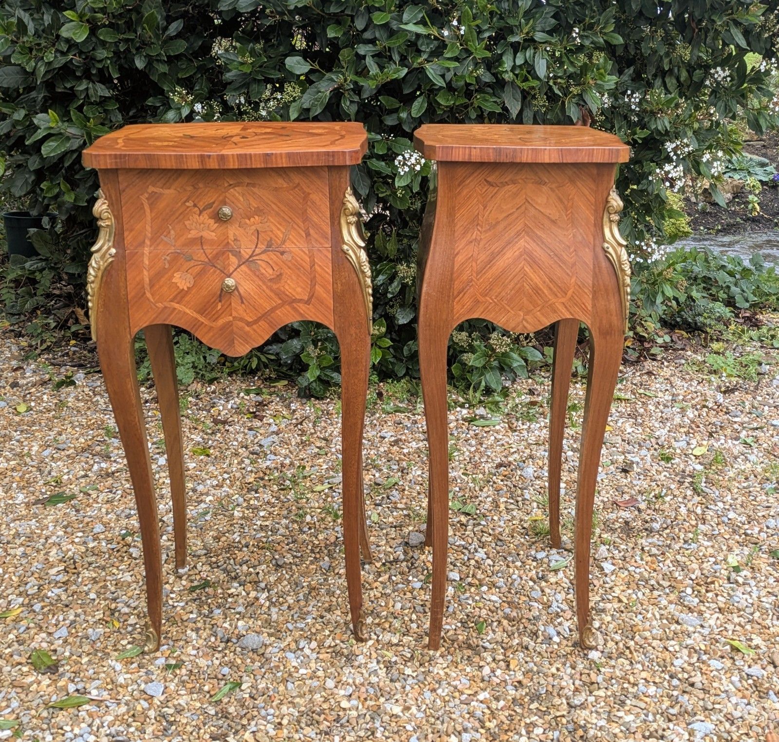 photo furniture Pair Antique French Bedside Cabinets Inlaid Kingwood