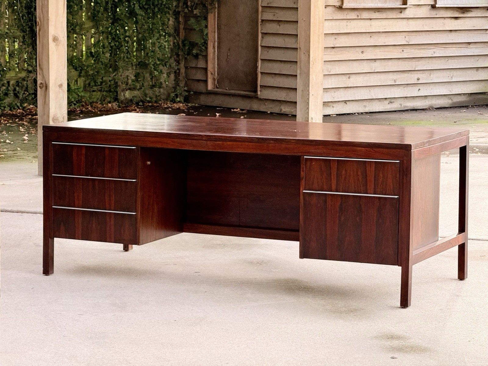 Large Mid Century Modern Danish Design Executive Desk Double Pedestal photo 2450.0