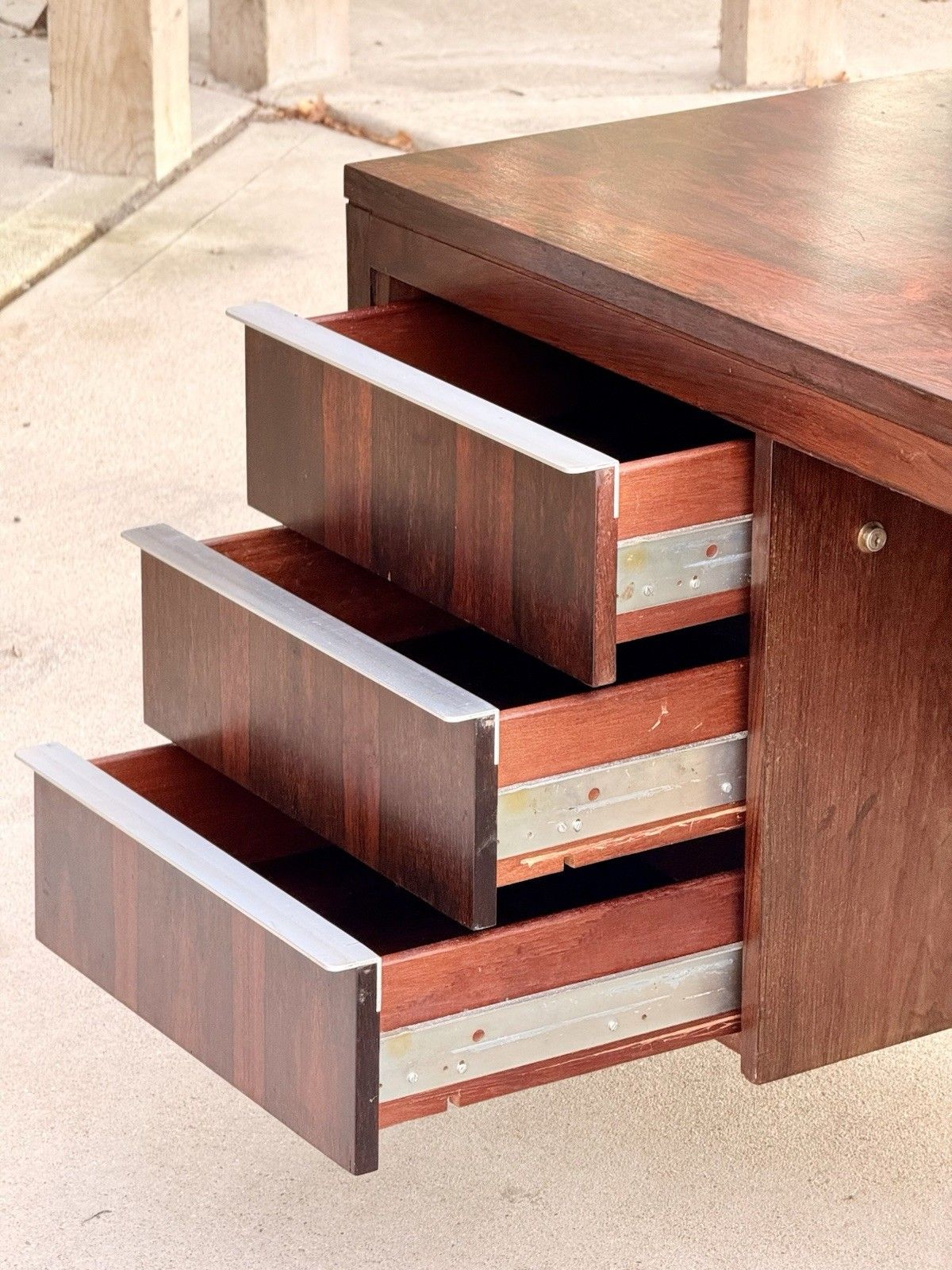 2450.0 Large Mid Century Modern Danish Design Executive Desk Double Pedestal photo