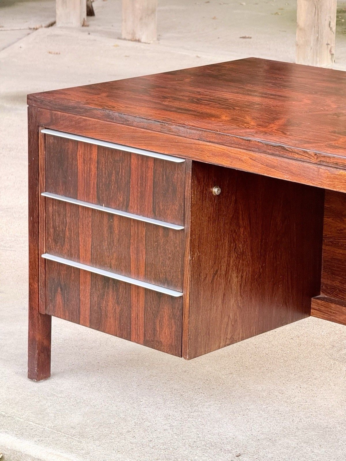 photo buy Large Mid Century Modern Danish Design Executive Desk Double Pedestal