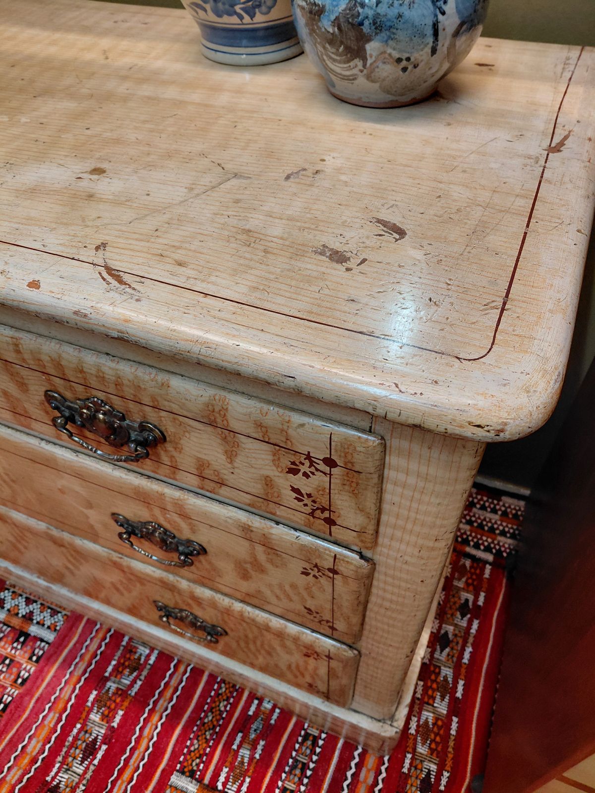 Aesthetic Movement Victorian Pine Chest Of 4 Drawers With Original Scumbled Finish photo for sale