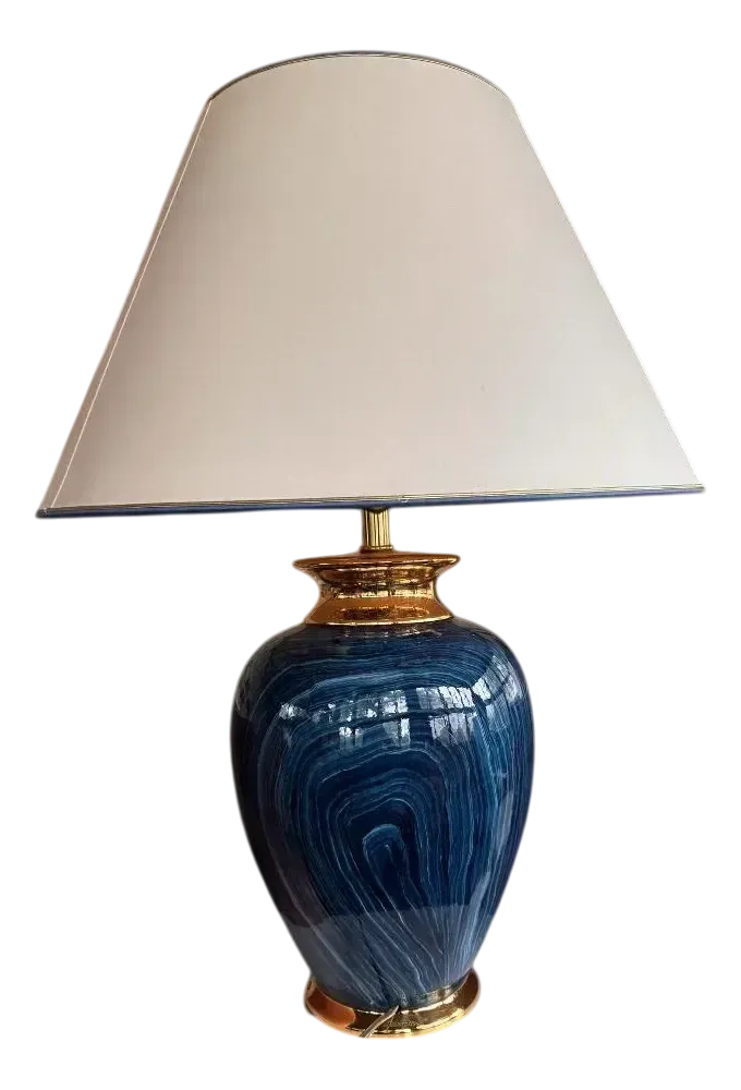 Pied Jars Onyx Bleu Table Lamp By Jean Pierre Gautier For Le Dauphin, France, 1980s