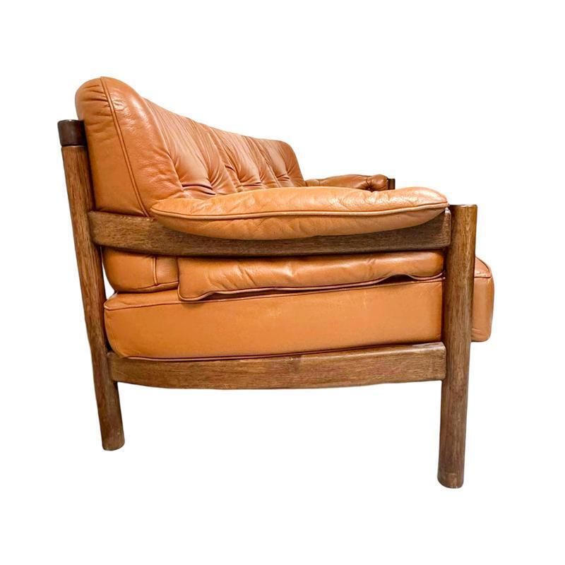 photo vintage Scandinavian Leather Sofa, Armchairs, And Coffee Table Set, 8 Pieces, 1960s