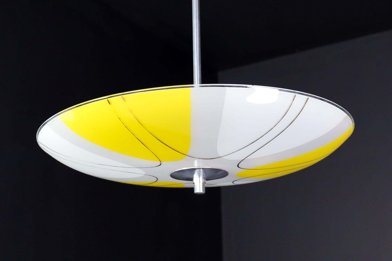 photo furniture Mid Century Glass Hanging Pendant Lamp Brussels World Expo 1958 " Yellow Space "