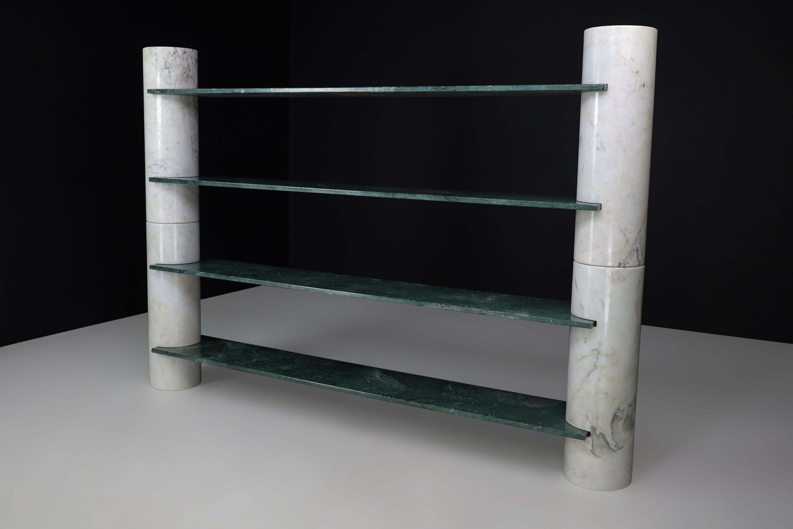 Angelo Mangiarotti "Loico" Bookcase In Green Alpi Verdi Marble For Skipper 1970s photo for sale