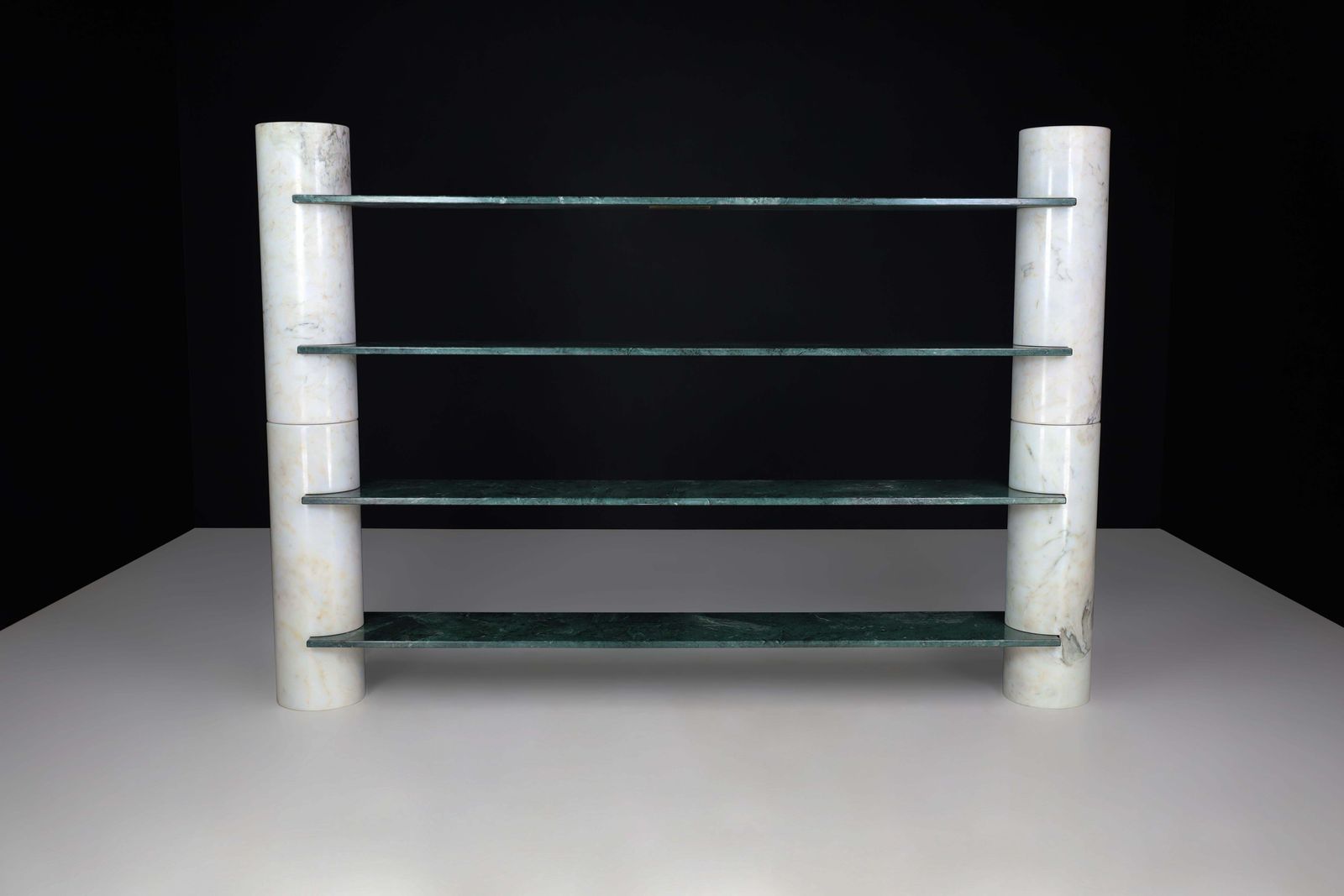 Angelo Mangiarotti "Loico" Bookcase In Green Alpi Verdi Marble For Skipper 1970s photo Furniture