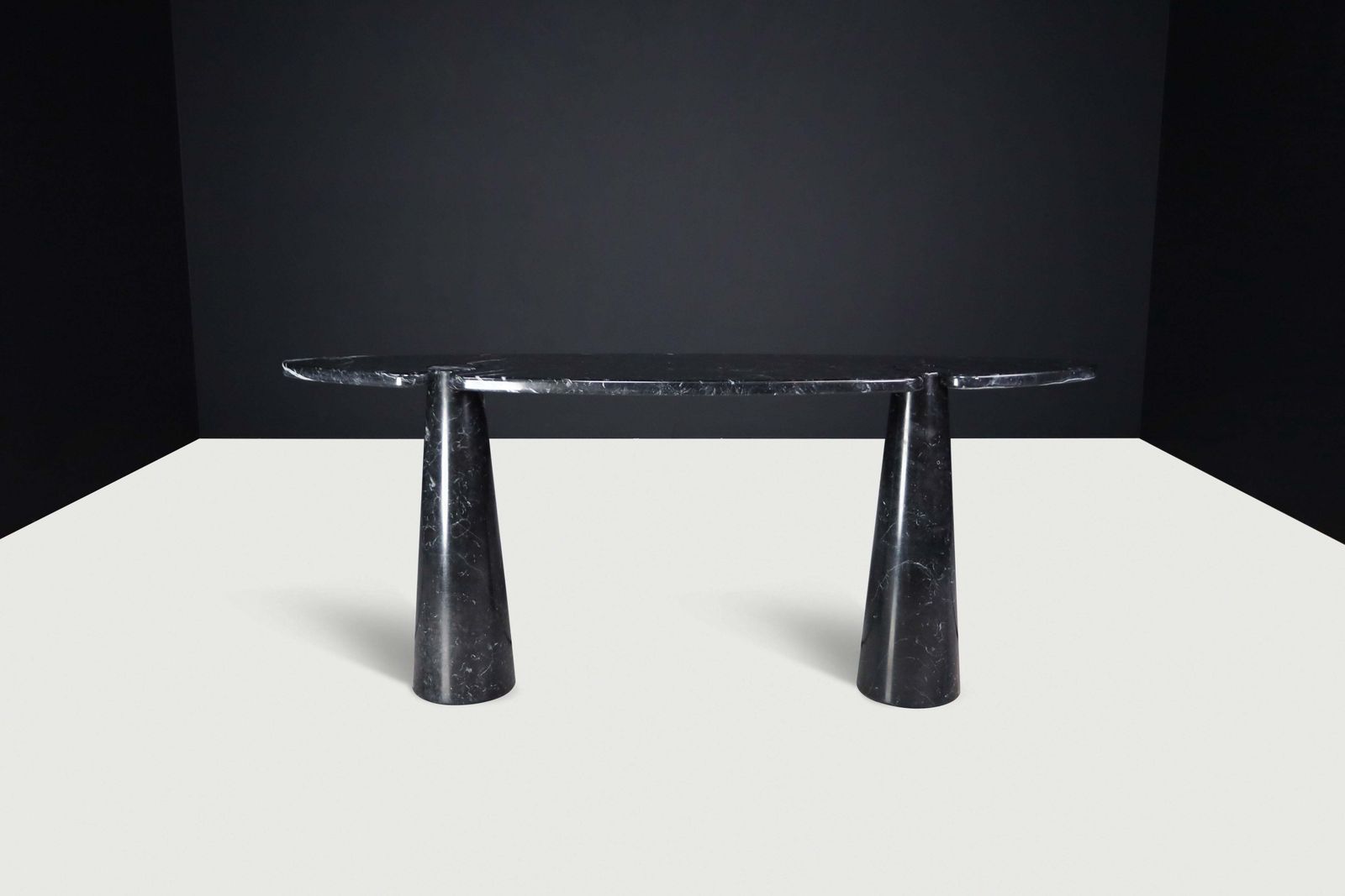 Furniture Angelo Mangiarotti For Skipper Black Marquina Marble "Eros" Console, Italy 1970s photo