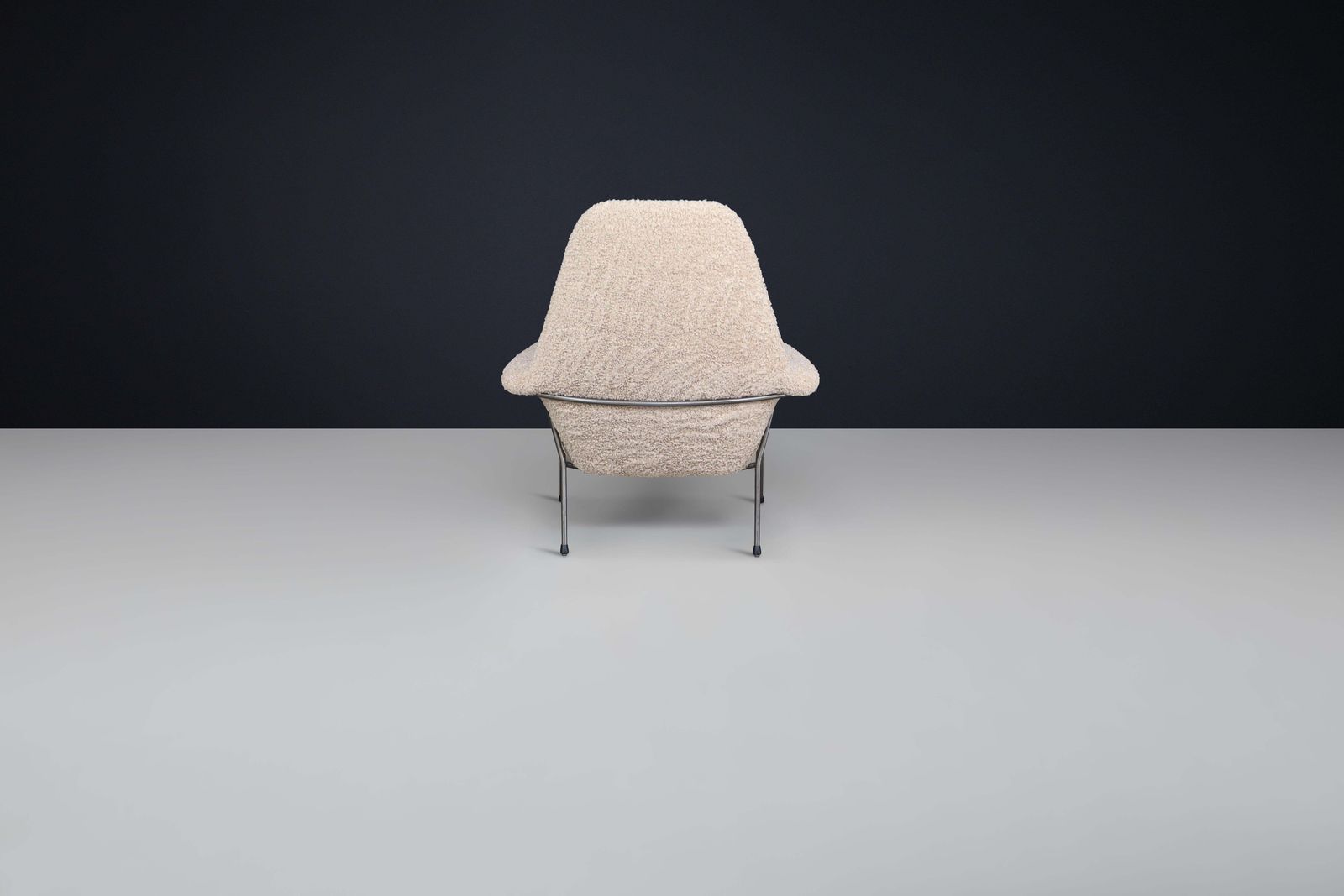 Mid Century High Back Lounge Gentleman Chair In Teddy Upholstery The Netherlands photo vinterior