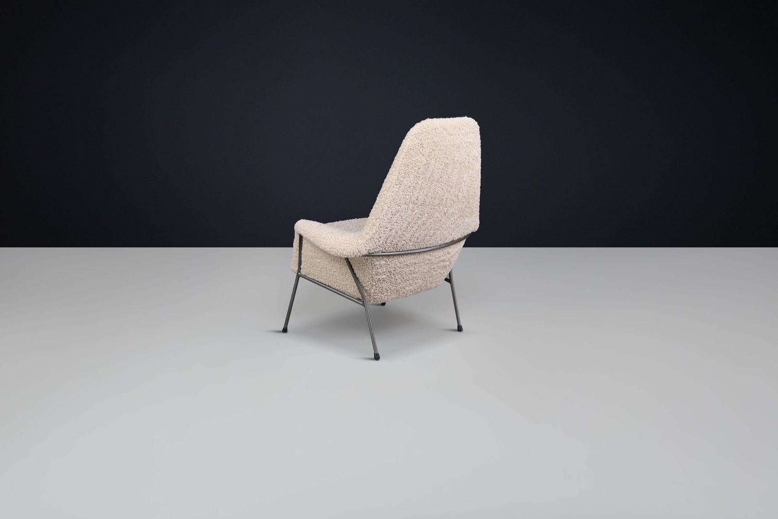 Mid Century High Back Lounge Gentleman Chair In Teddy Upholstery The Netherlands photo vintage