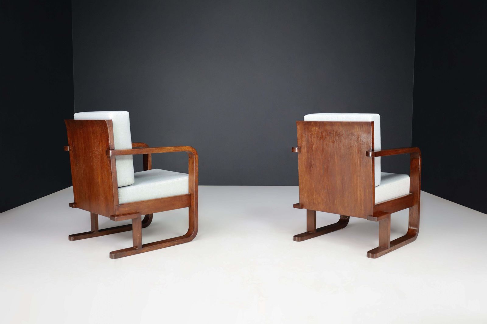 Art Deco Armchairs In Oak Bentwood And New Upholstery, Austria 1930 photo vinterior