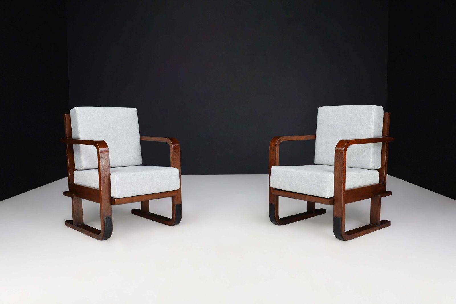 photo furniture Art Deco Armchairs In Oak Bentwood And New Upholstery, Austria 1930