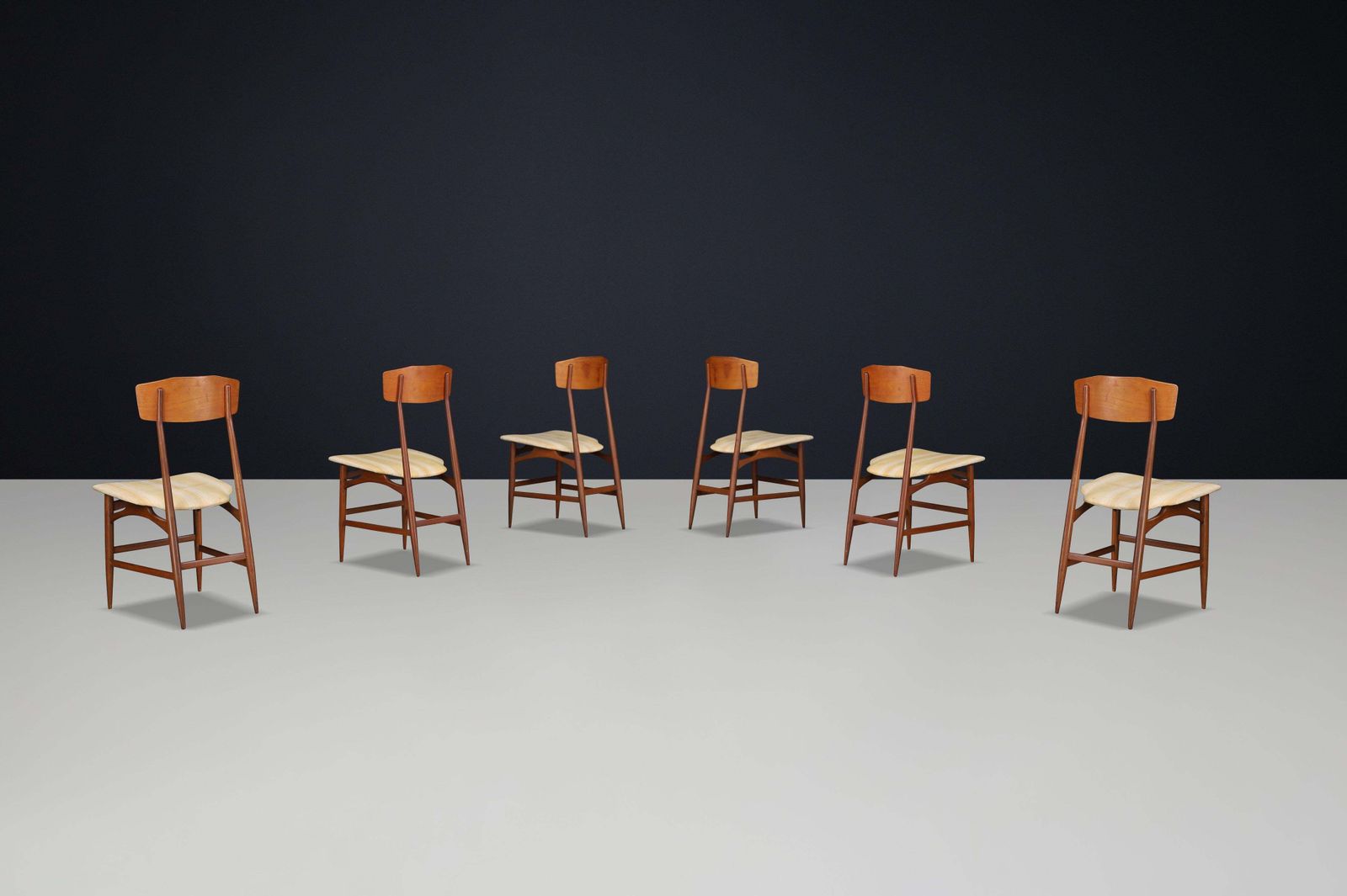 Set Of 6 Mid Century Modern Dining Chairs By Silvio Cavatorta, Italy, 1950s photo Furniture