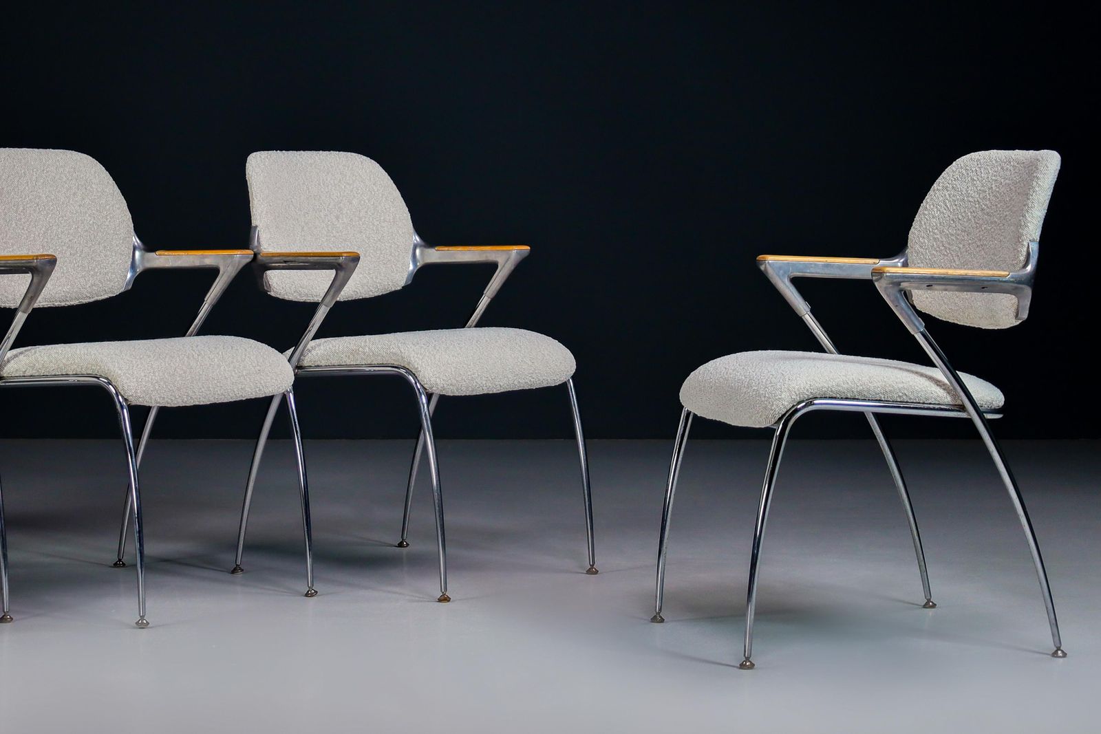 Francesco Zaccone For Thonet Golf Chairs In New Bouclé Upholstery, Germany 1970 photo Furniture