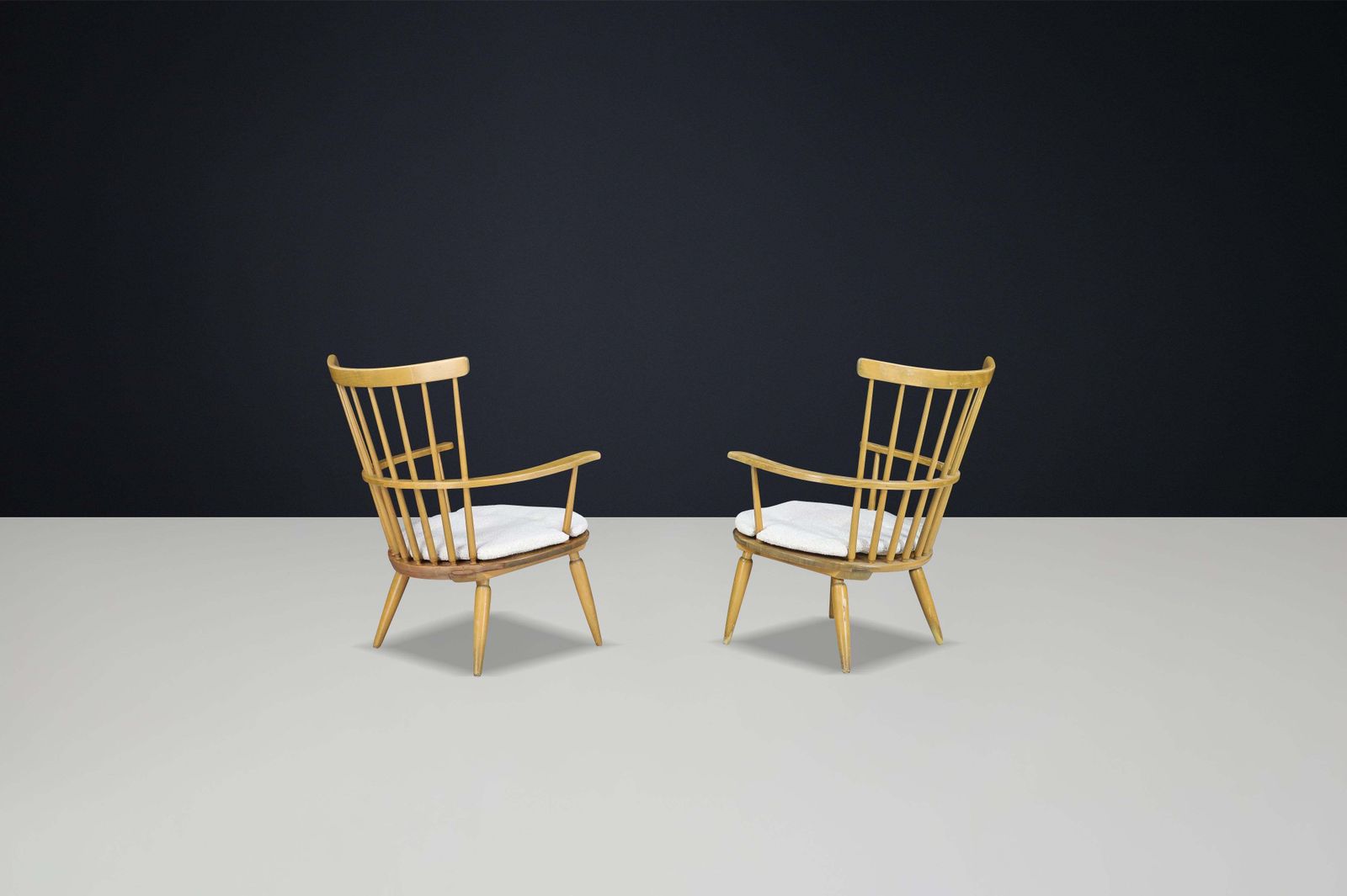 photo for sale Midcentury Armchair With New Boucle Cushions By Franz Schuster, Austria, 1950s