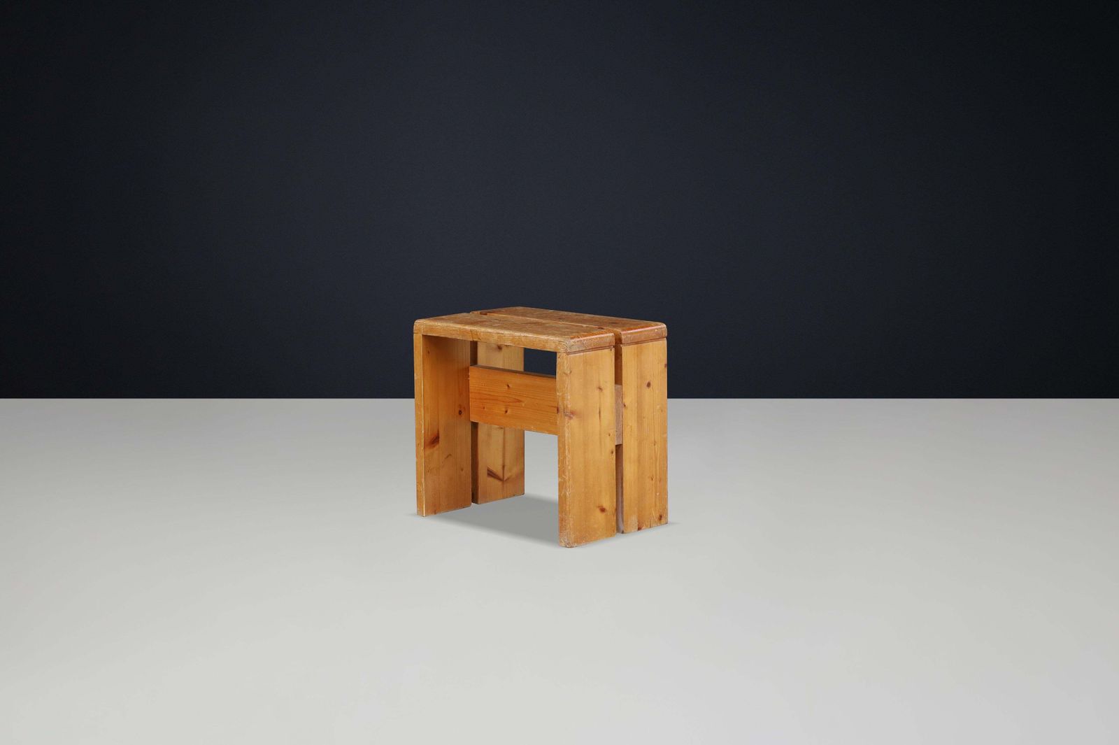 Charlotte Perriand Mid Century Pine Stool, Les Arcs Ski Resort, 1960s photo Furniture