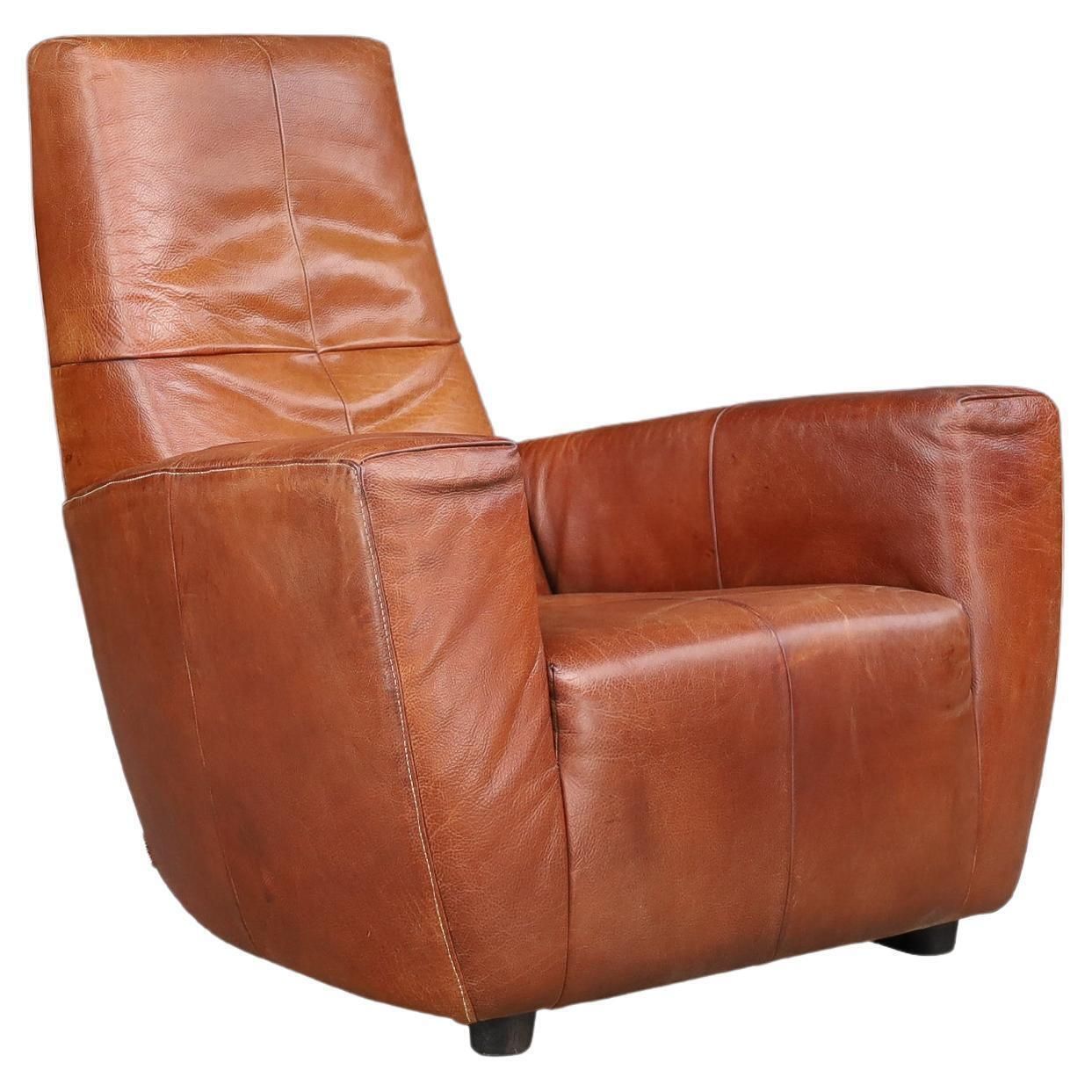 Vintage Gerard Van Den Berg Leather Lounge Chair, The Netherlands, 1970s
