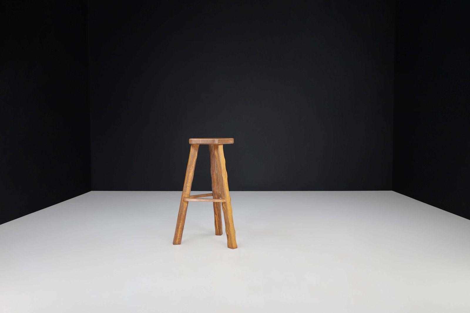 Set Of 3 Brutalist Olavi Hänninen Blond Elm Wood Bar Stools, Finland, 1960s photo 3508.0