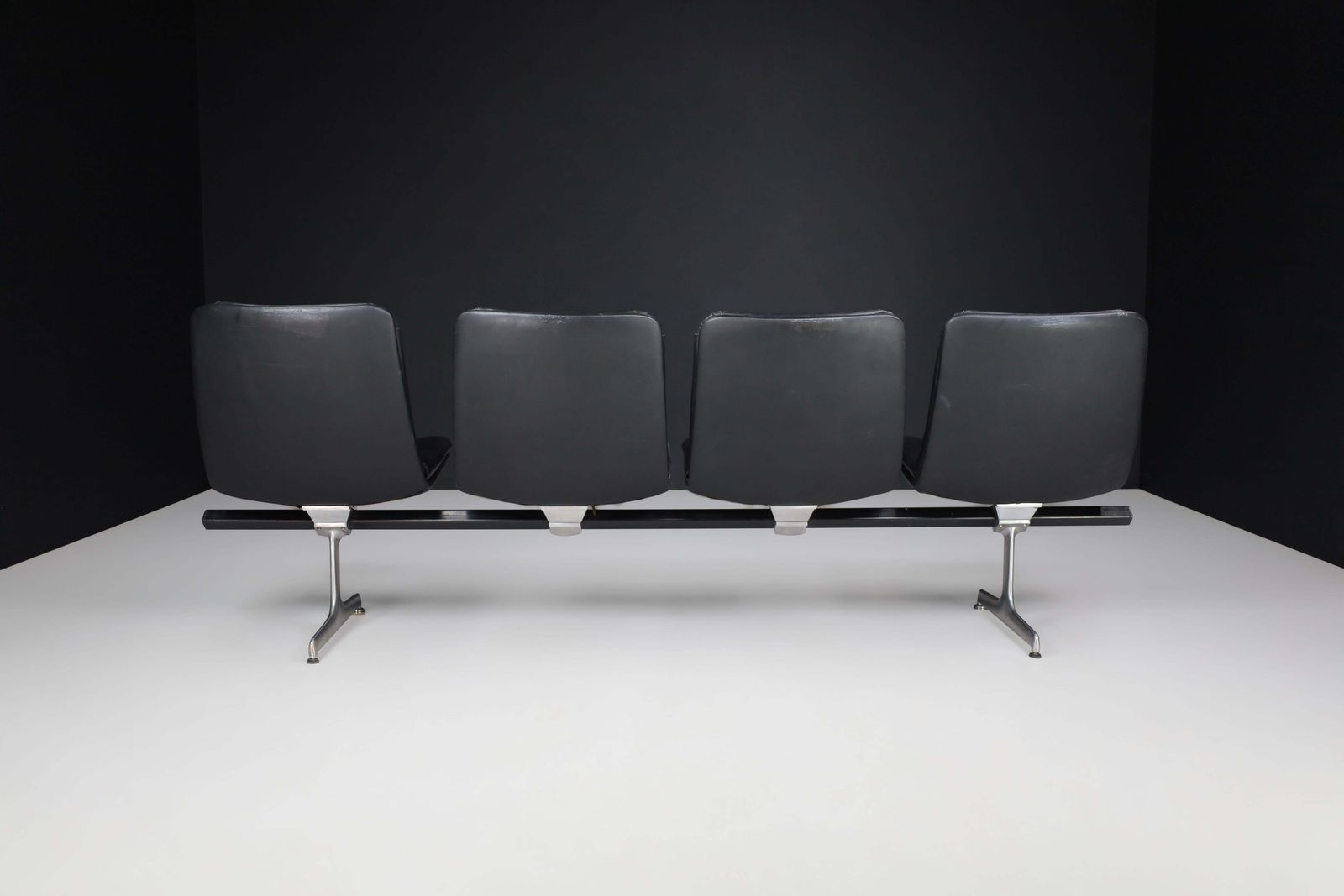 photo furniture Geoffrey Harcourt Leather Four Seat Bench For Artifort, The Netherlands, 1960s