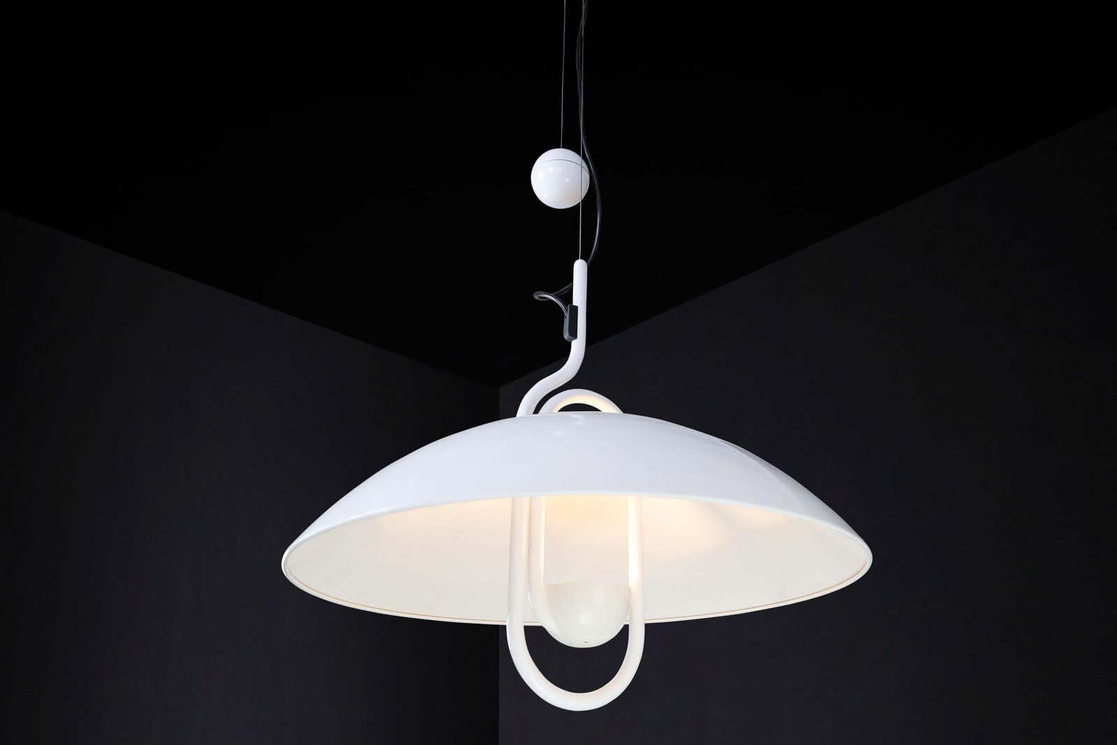 Modern Elio Martinelli For Martinelli Luce Moon Dome Metal Pendant Lamp 1980 photo furniture