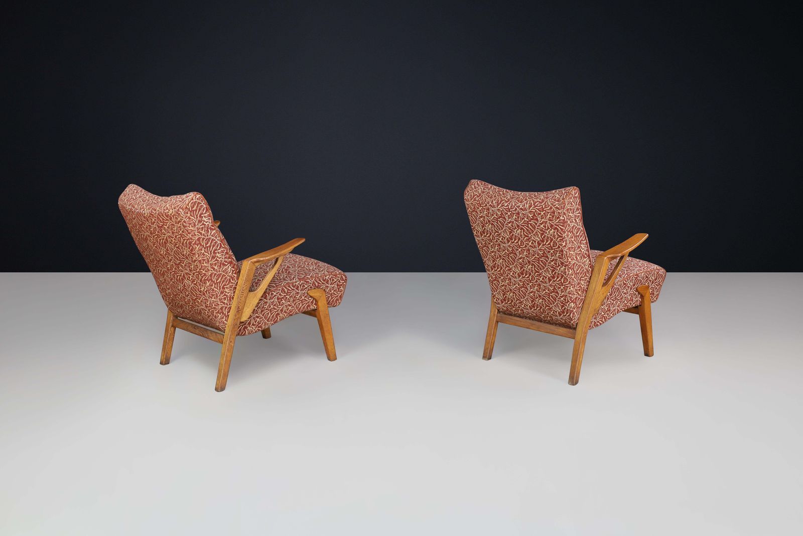 Art Deco Lounge Chairs In Oak And Original Upholstery By Antonin Kybal, Cz 1930s photo Furniture