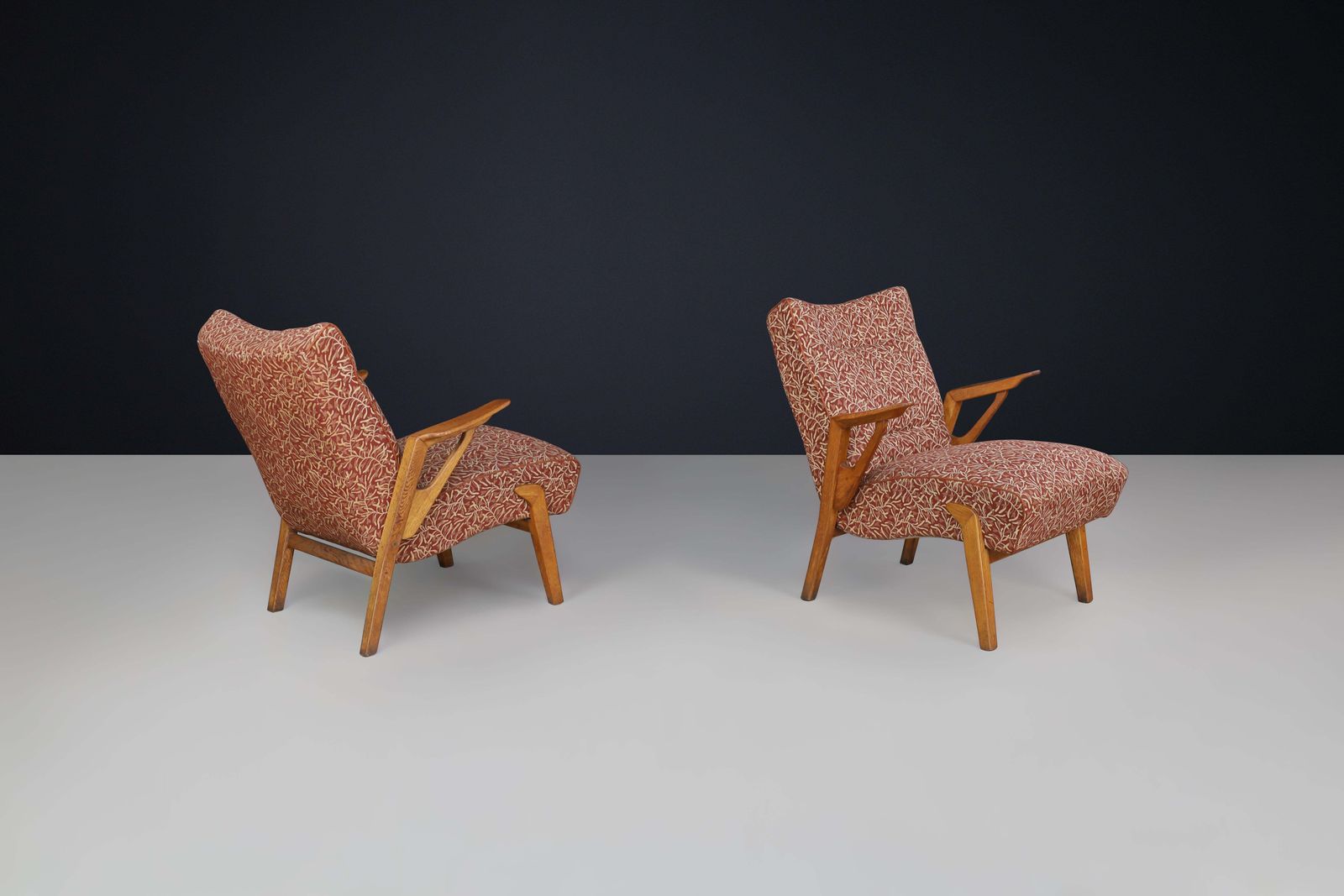 Art Deco Lounge Chairs In Oak And Original Upholstery By Antonin Kybal, Cz 1930s photo 3353.0