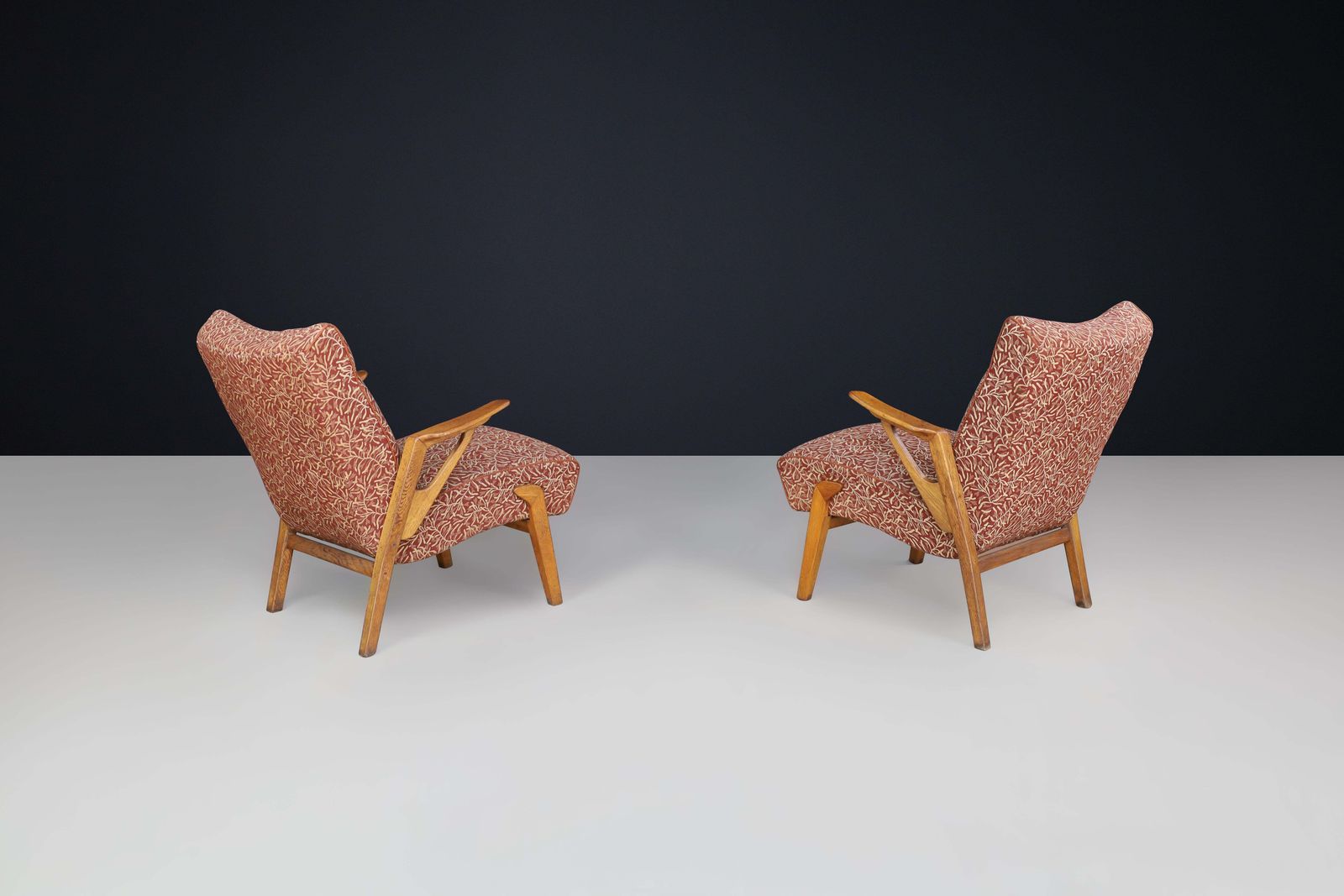 Art Deco Lounge Chairs In Oak And Original Upholstery By Antonin Kybal, Cz 1930s photo vinterior