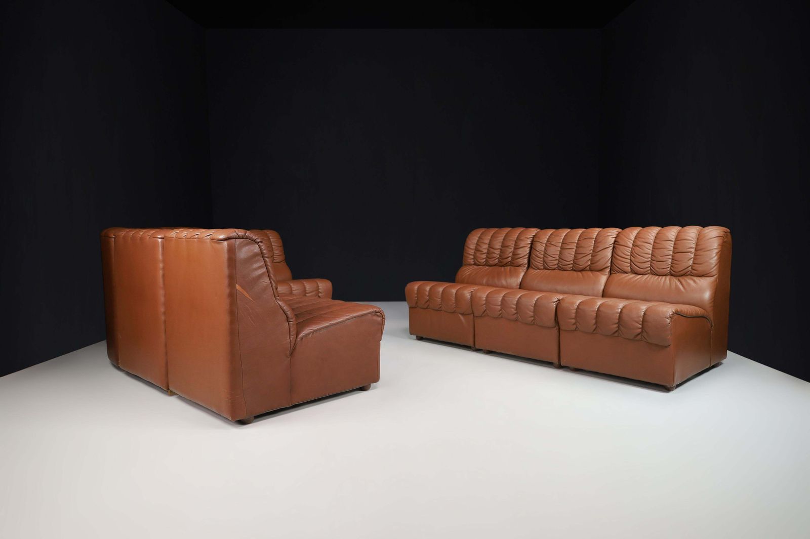 Mid Century Modern Leather Lounge Sofa/Living Room Set/7, Switzerland, 1970s photo for sale