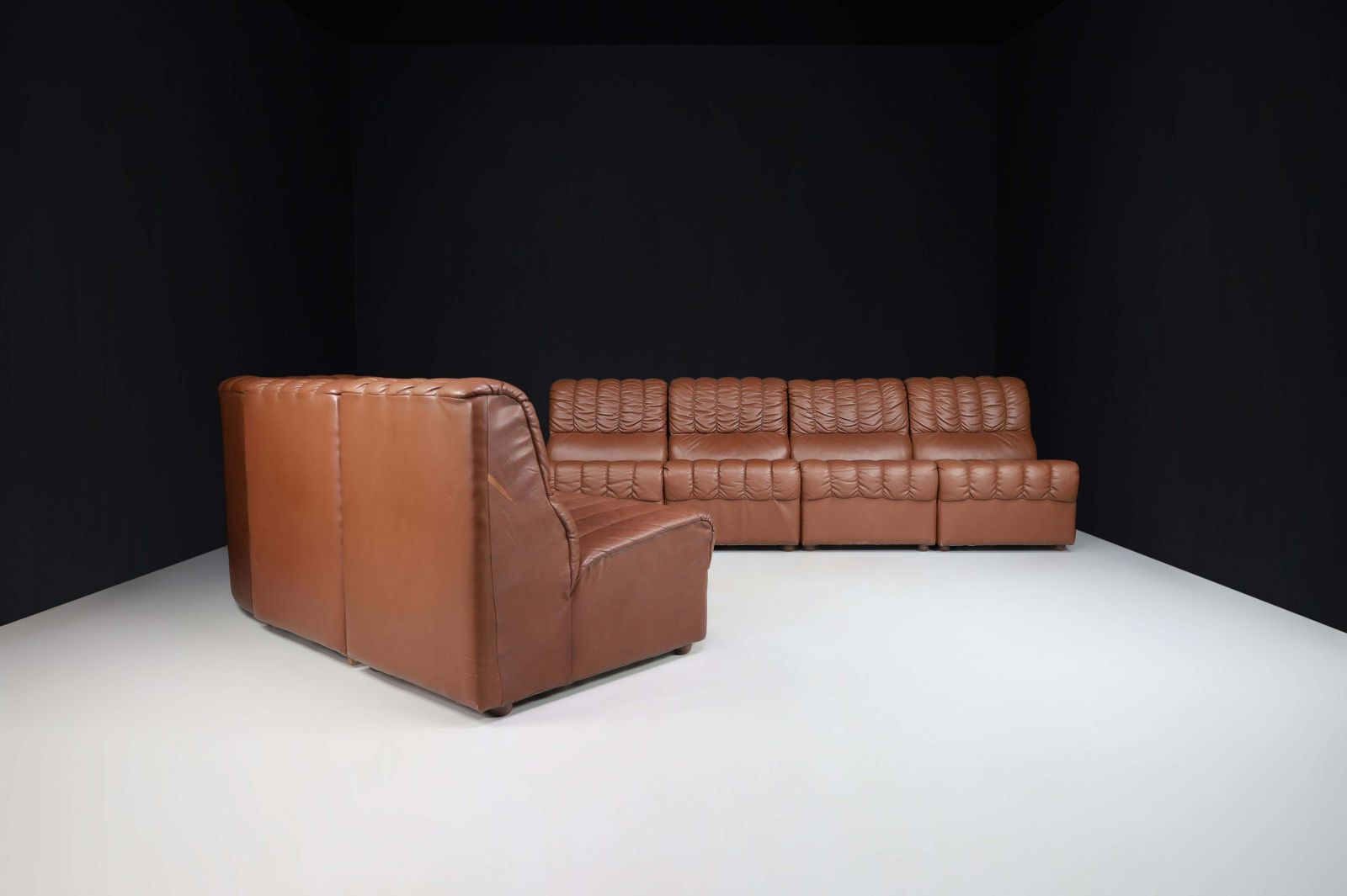 Mid Century Modern Leather Lounge Sofa/Living Room Set/7, Switzerland, 1970s photo 5817.0