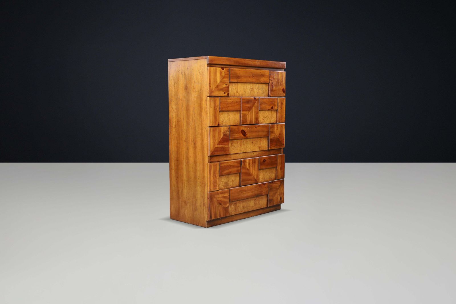 Brutalist “Staccato” Tallboy Dresser By Lane Furniture, USA, 1970s photo vinterior