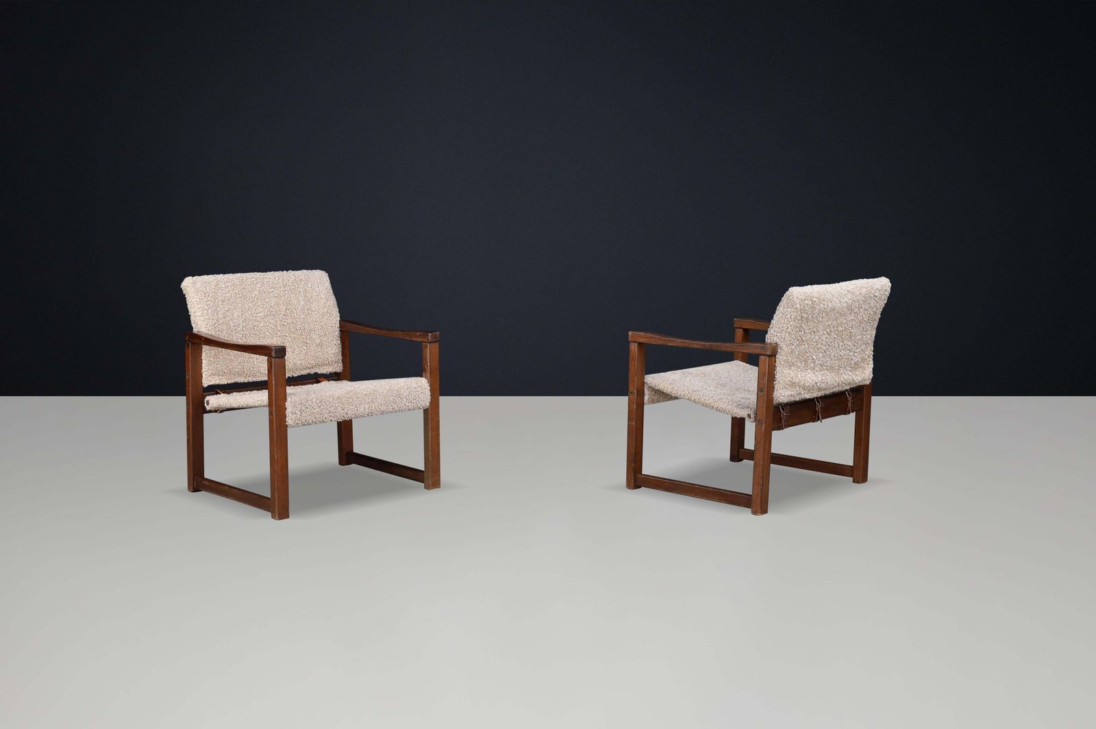 Set Of 2 Lounge Chairs By Karin Mobring In Pine And Teddy Fabric, Sweden, 1970s photo Furniture
