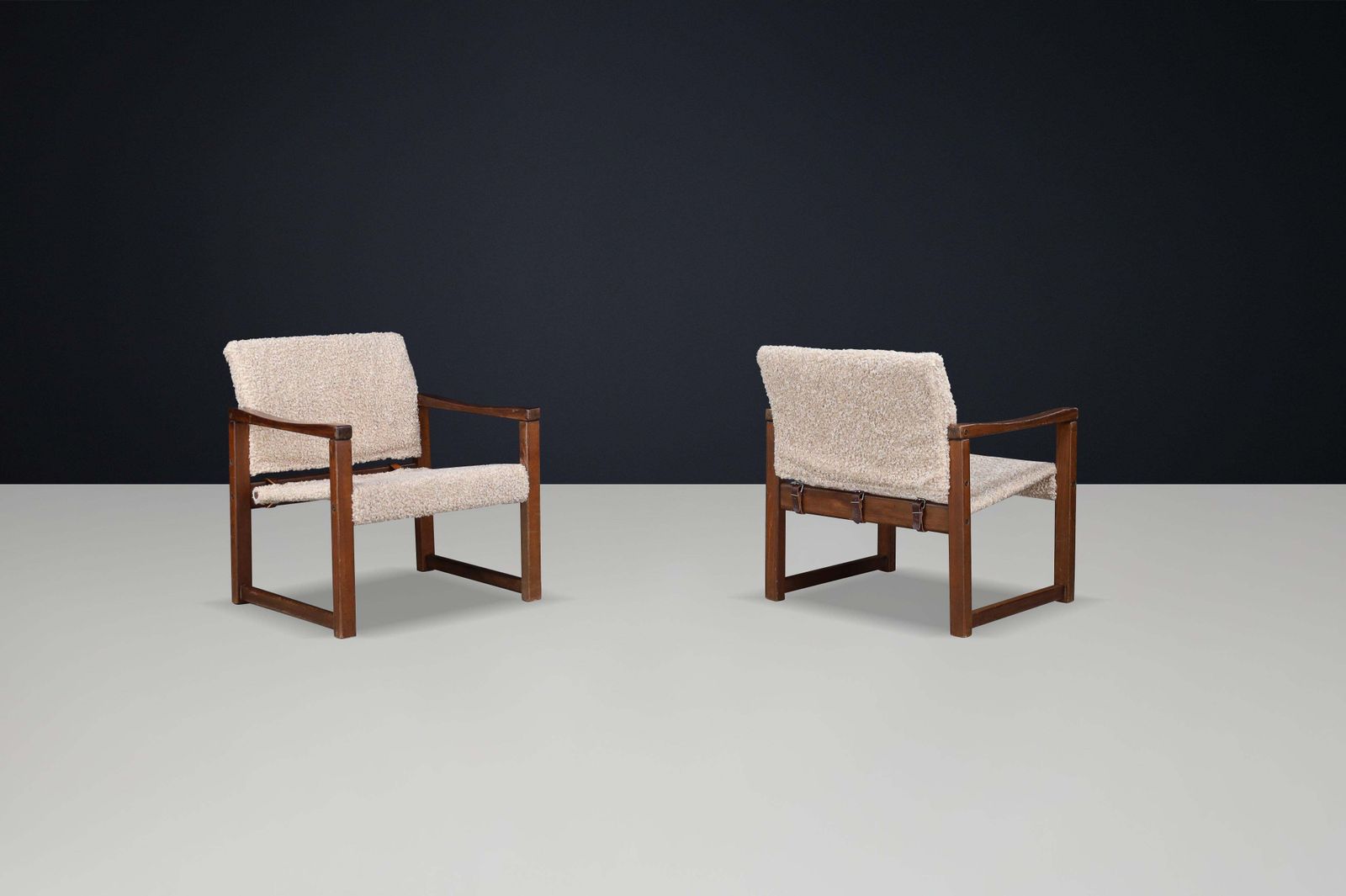 Set Of 2 Lounge Chairs By Karin Mobring In Pine And Teddy Fabric, Sweden, 1970s photo 3274.0