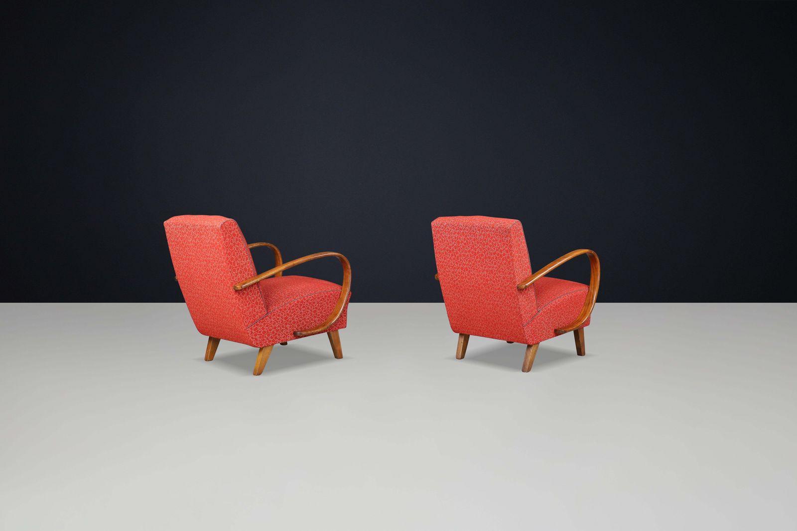 Jindrich Halabala Patinated Bentwood Armchairs With Original Upholstery, 1940s photo 2909.0