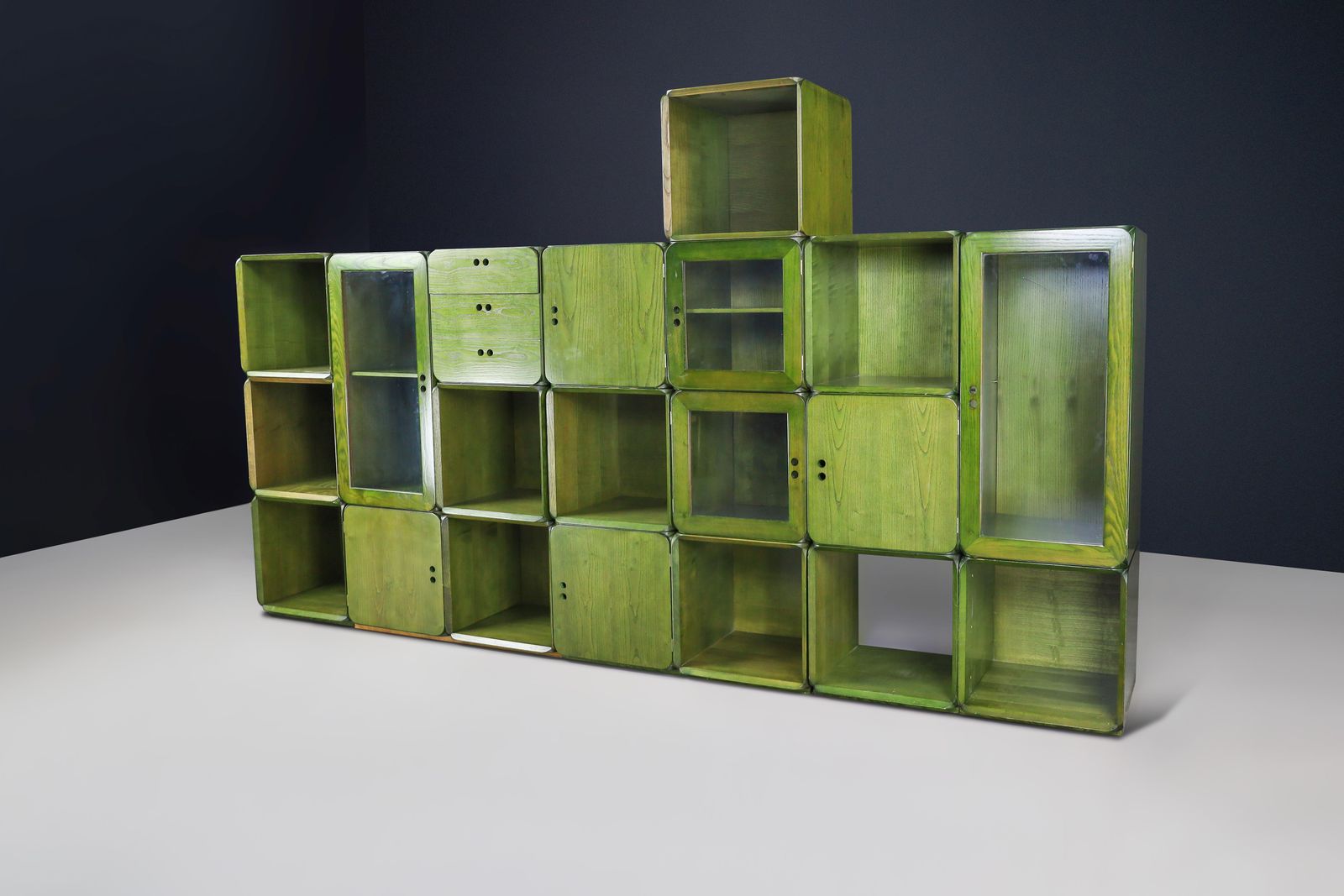 Derk Jan De Vries For Maisa Di Seveso, Natural Green Modular Cabinet Bookcase. photo buy