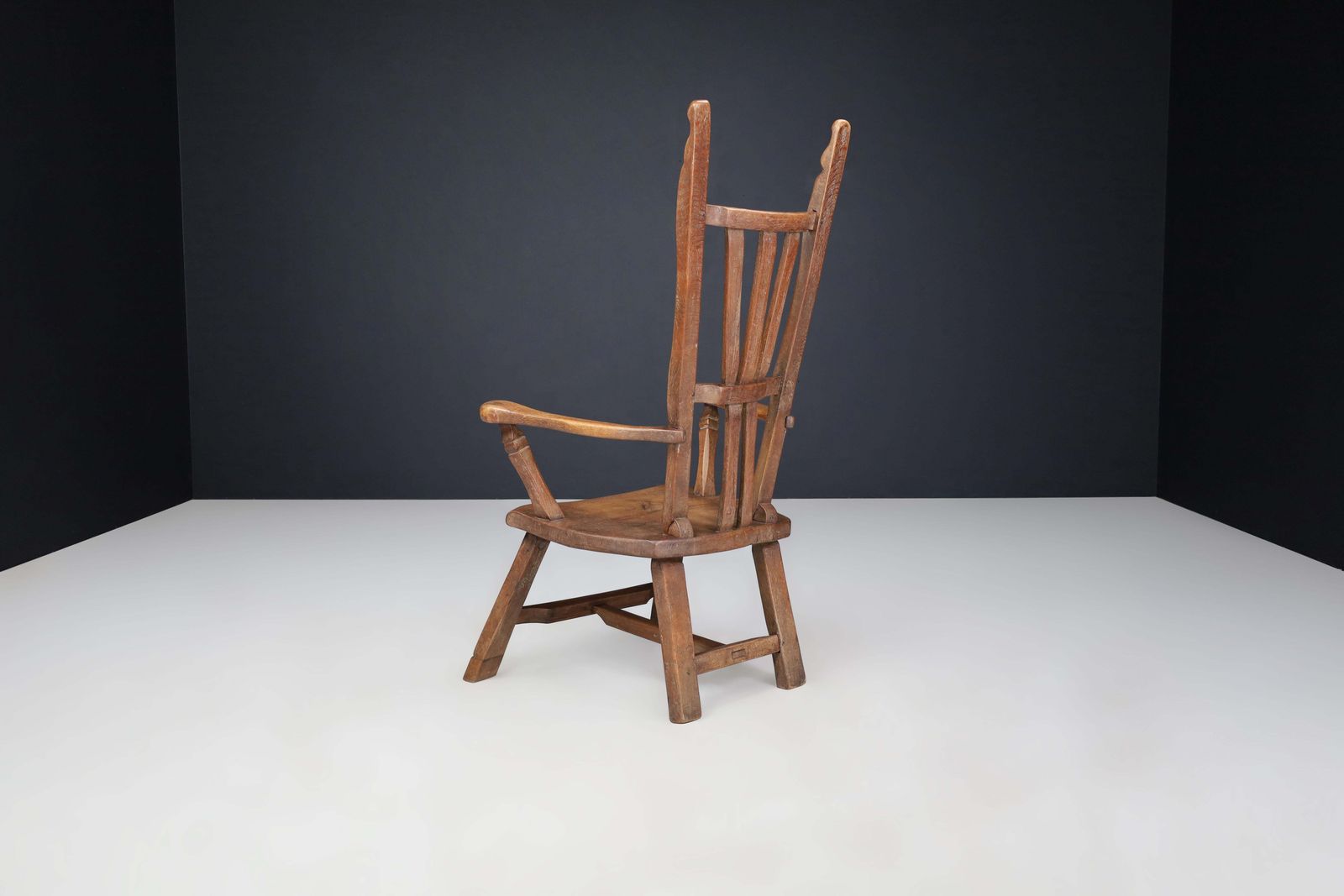 Sculptural Brutalist Oak Armchair – French Artisan Mastery, 1960s photo buy