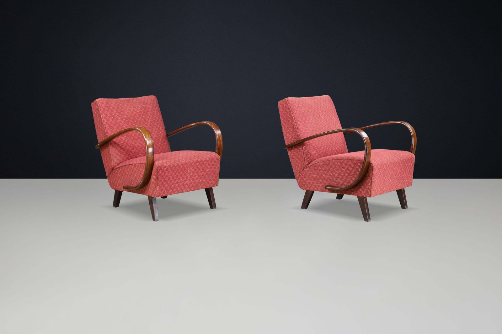 Pair 1940s Jindřich Halabala H 227 Bentwood Armchairs With Original Upholstery photo buy