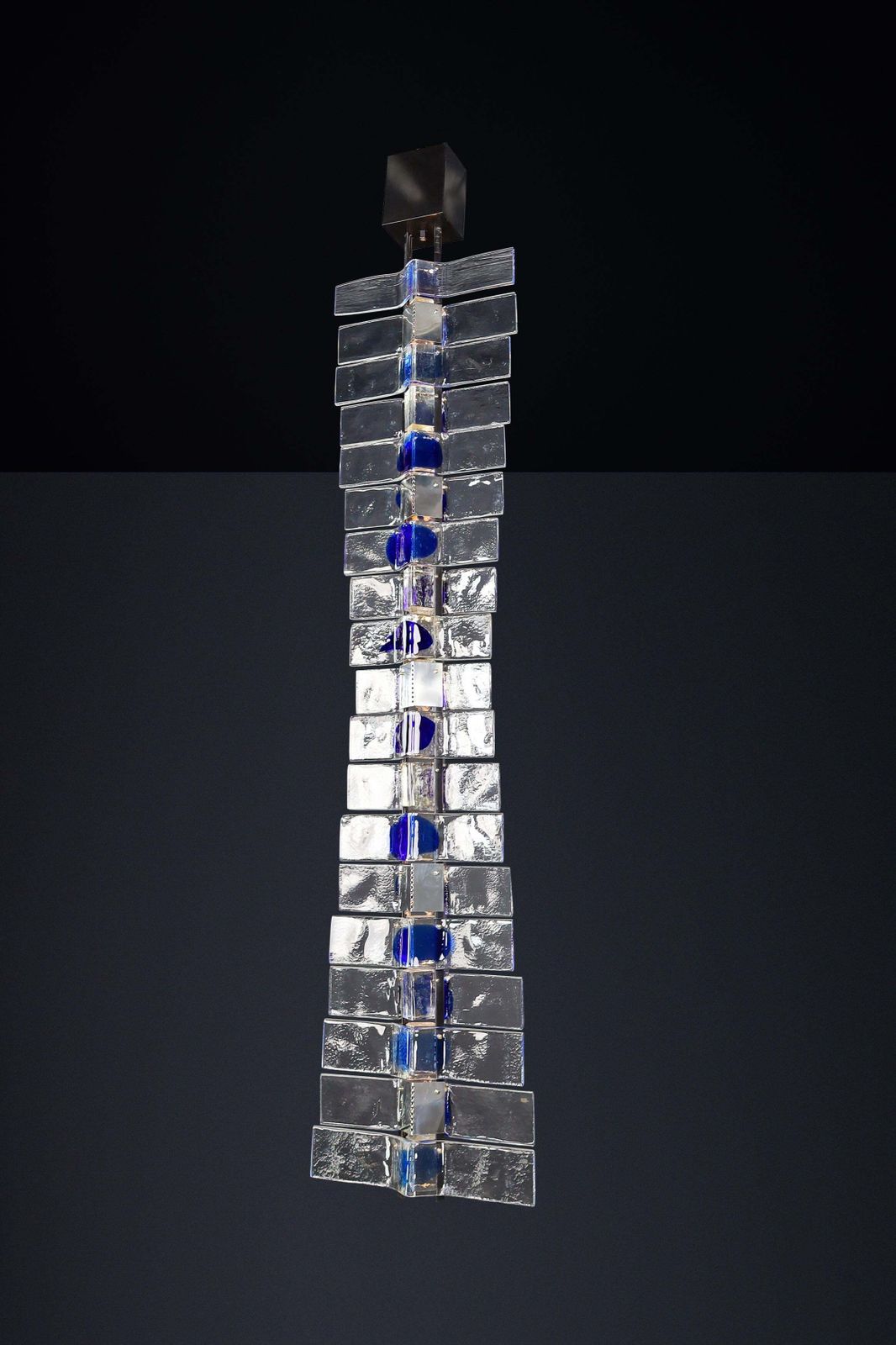 Monumental Venini Tazebao Chandelier In Crystal And Sapphire Murano Glass, Italy photo furniture