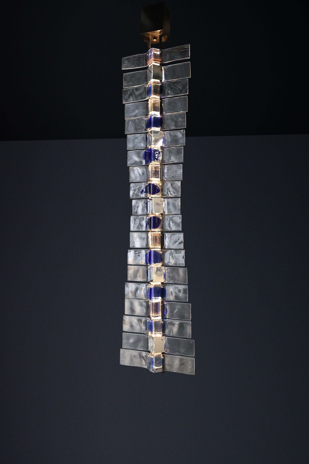 Monumental Venini Tazebao Chandelier In Crystal And Sapphire Murano Glass, Italy photo 21096.0