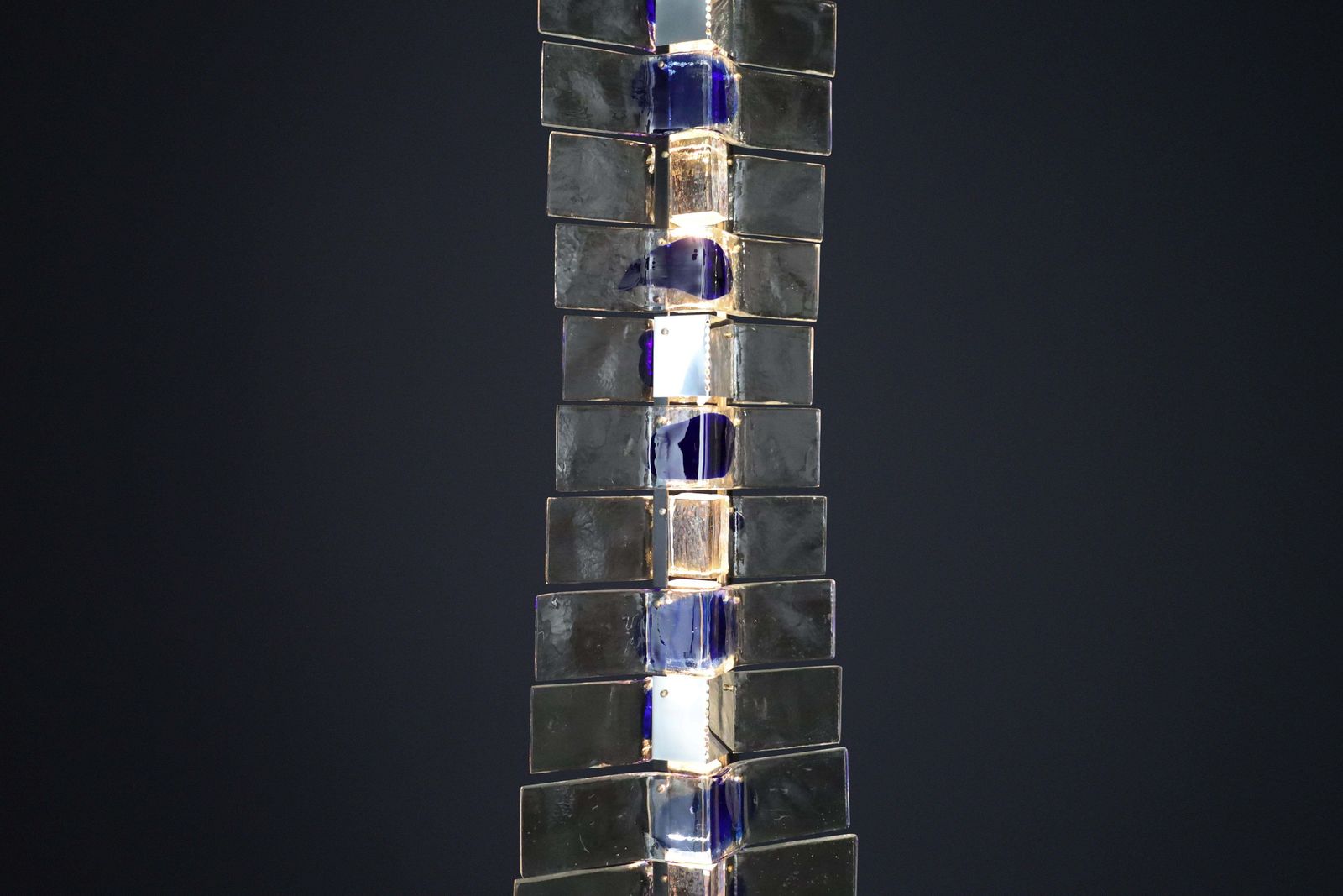 Monumental Venini Tazebao Chandelier In Crystal And Sapphire Murano Glass, Italy photo buy