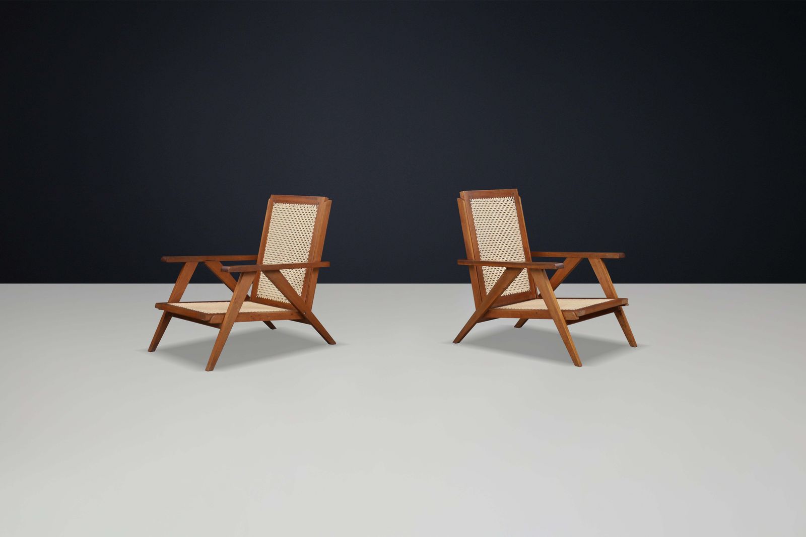 1950s French Teak And Cane Armchairs – Mid Century Modern Icons photo furniture