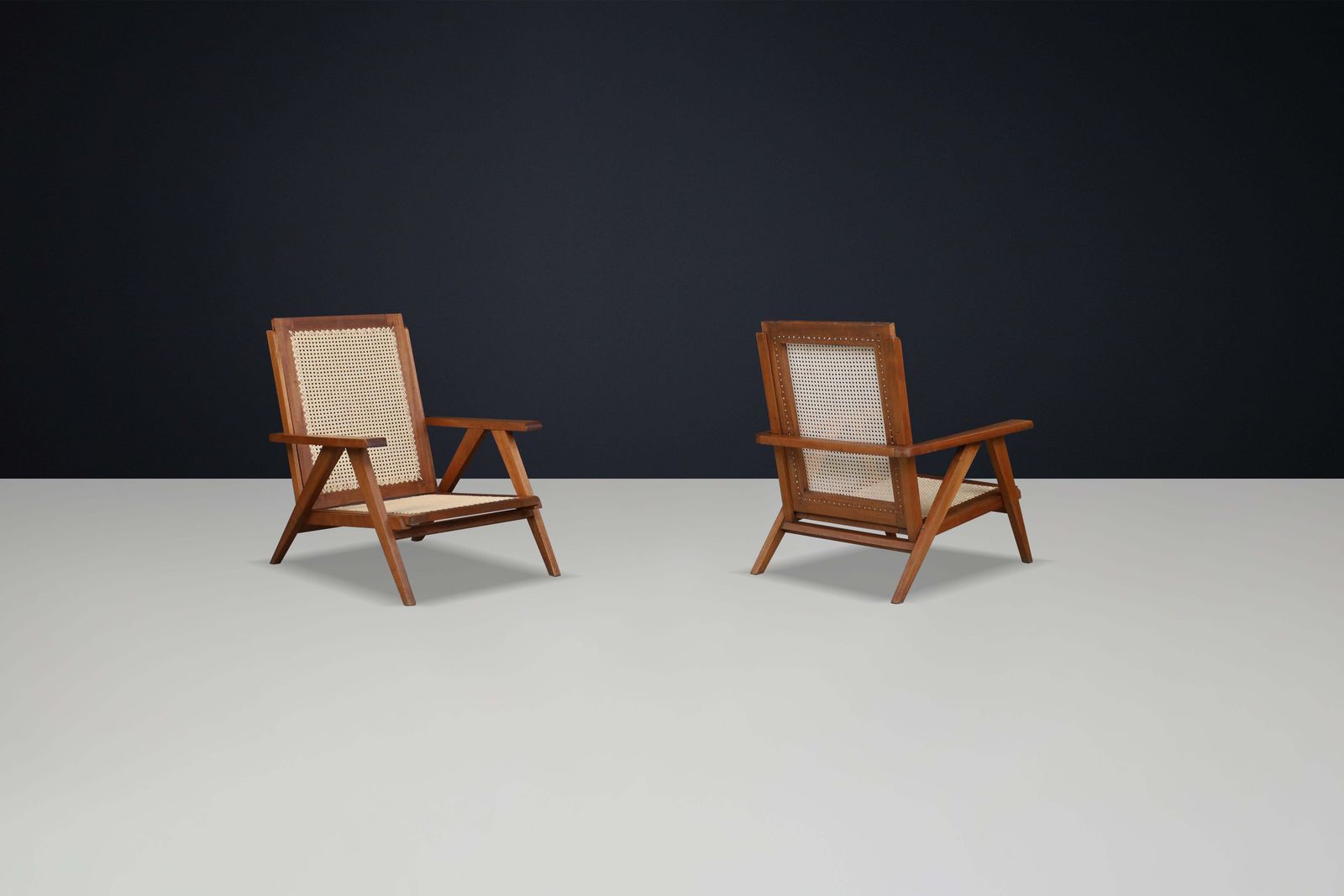 1950s French Teak And Cane Armchairs – Mid Century Modern Icons photo 4444.0