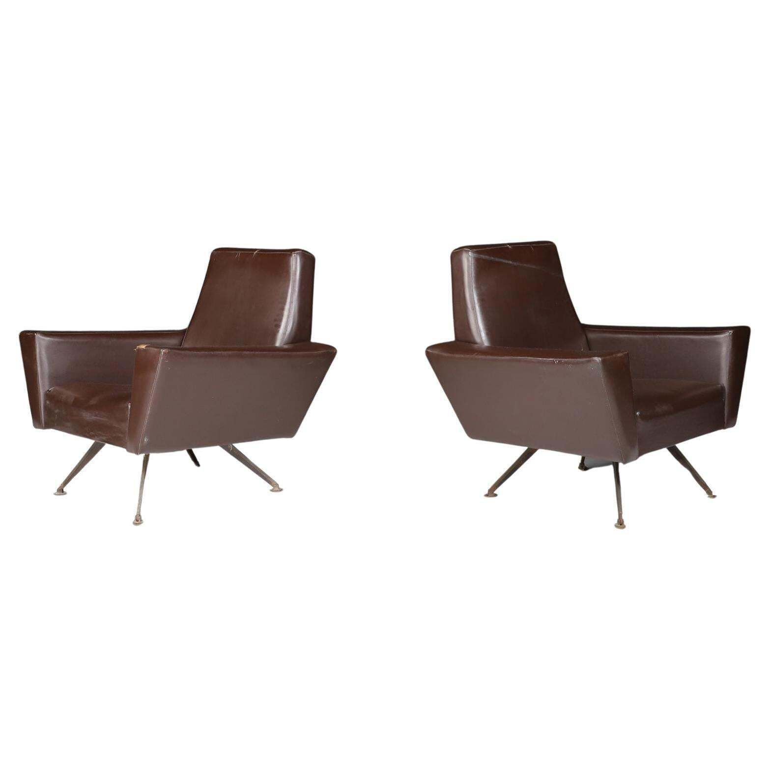 Pair Of Armchairs By Studio Tecnico Italy A.P.A. And Designed By Lenzi 1950s
