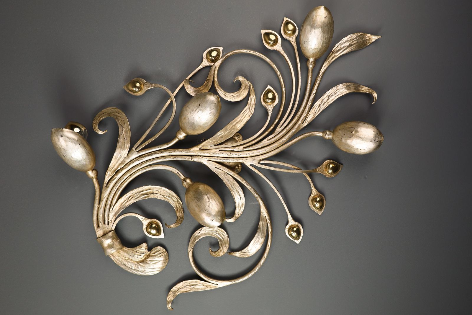 Monumental Floral Leaf Brass Wall Lights / Sculptures By Hans Möller Germany '60 photo 2625.0