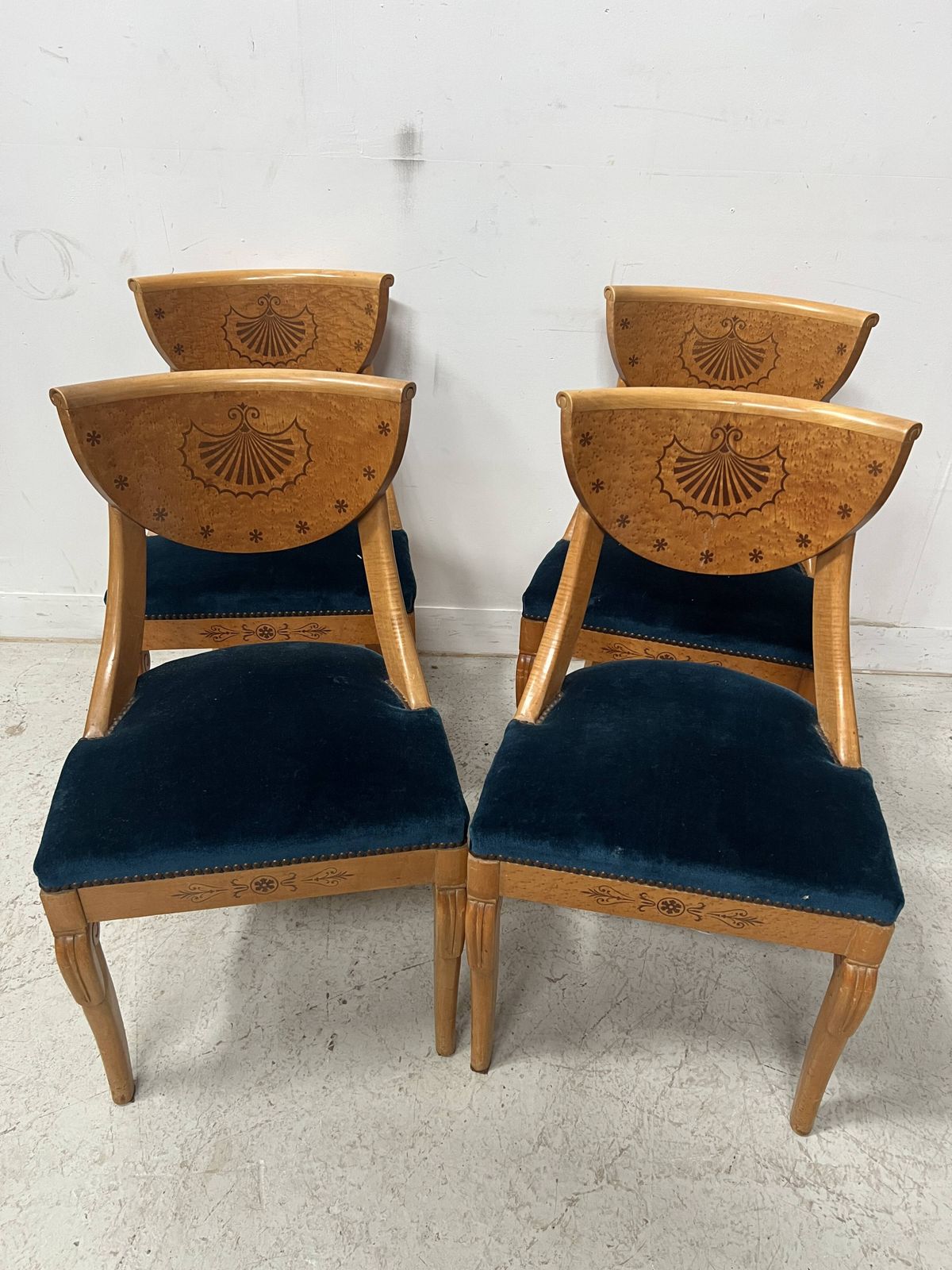Set Of Four 20th Century Charles X Style Maple Wood Chairs photo for sale